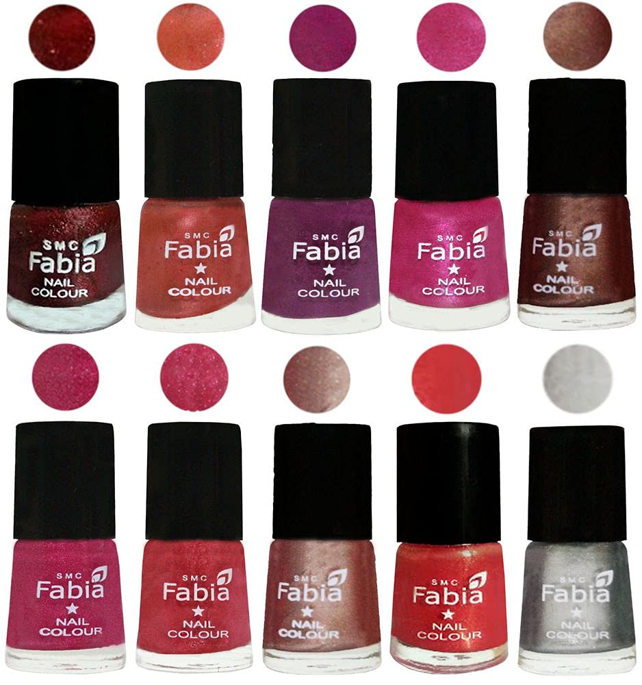 SMC Fabia Nail Polish Set - 10 Vibrant Colors, High Gloss & Long Lasting Nail Lacquer (6ml Each) | Perfect for Manicures, Pedicures, Nail Art & Everyday Wear
