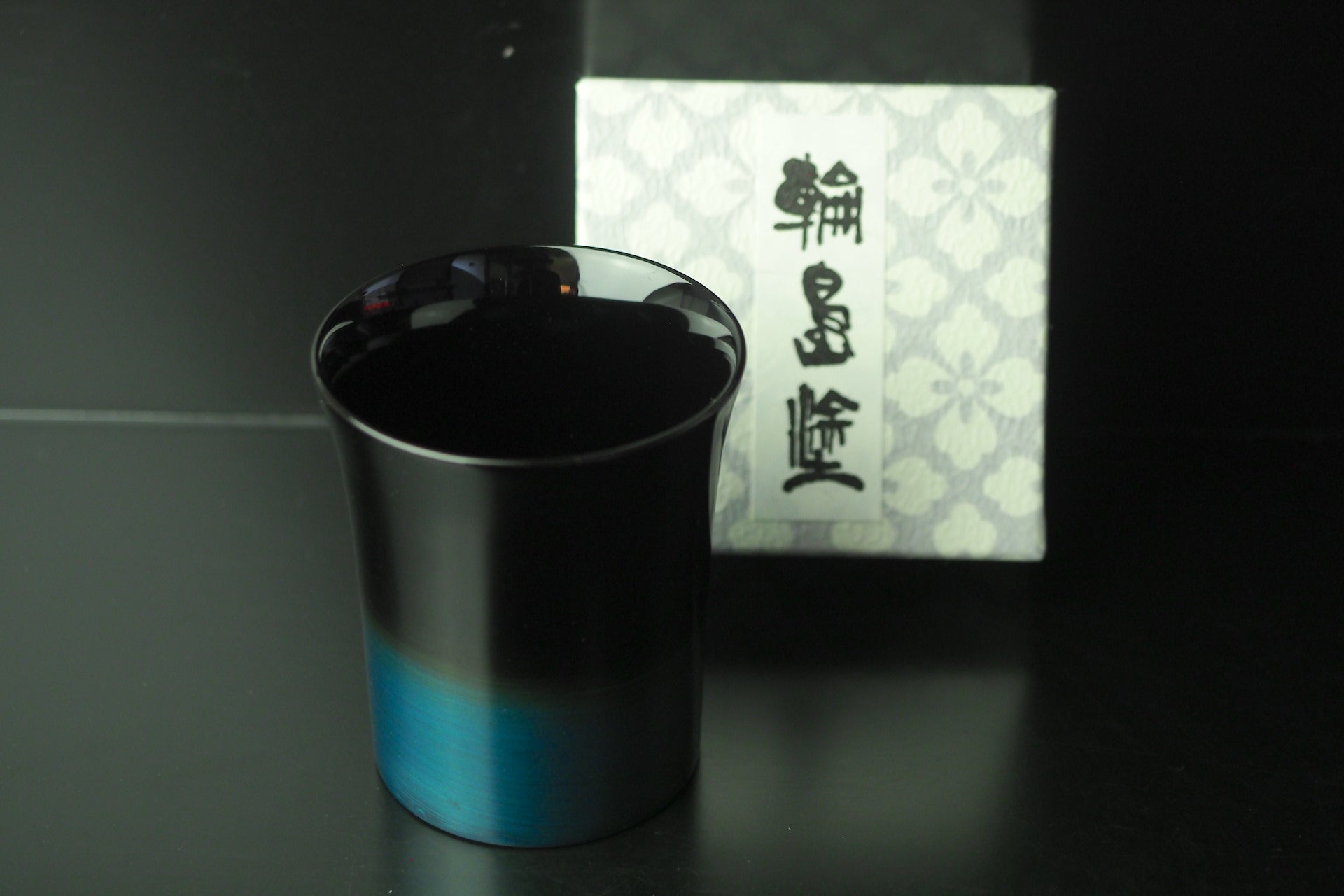Premium Wajima Nuri Japanese Lacquerware Cup - Handcrafted Blue Gradient Design - Large Traditional Tea Cup - Perfect for Matcha, Coffee & Home Decor