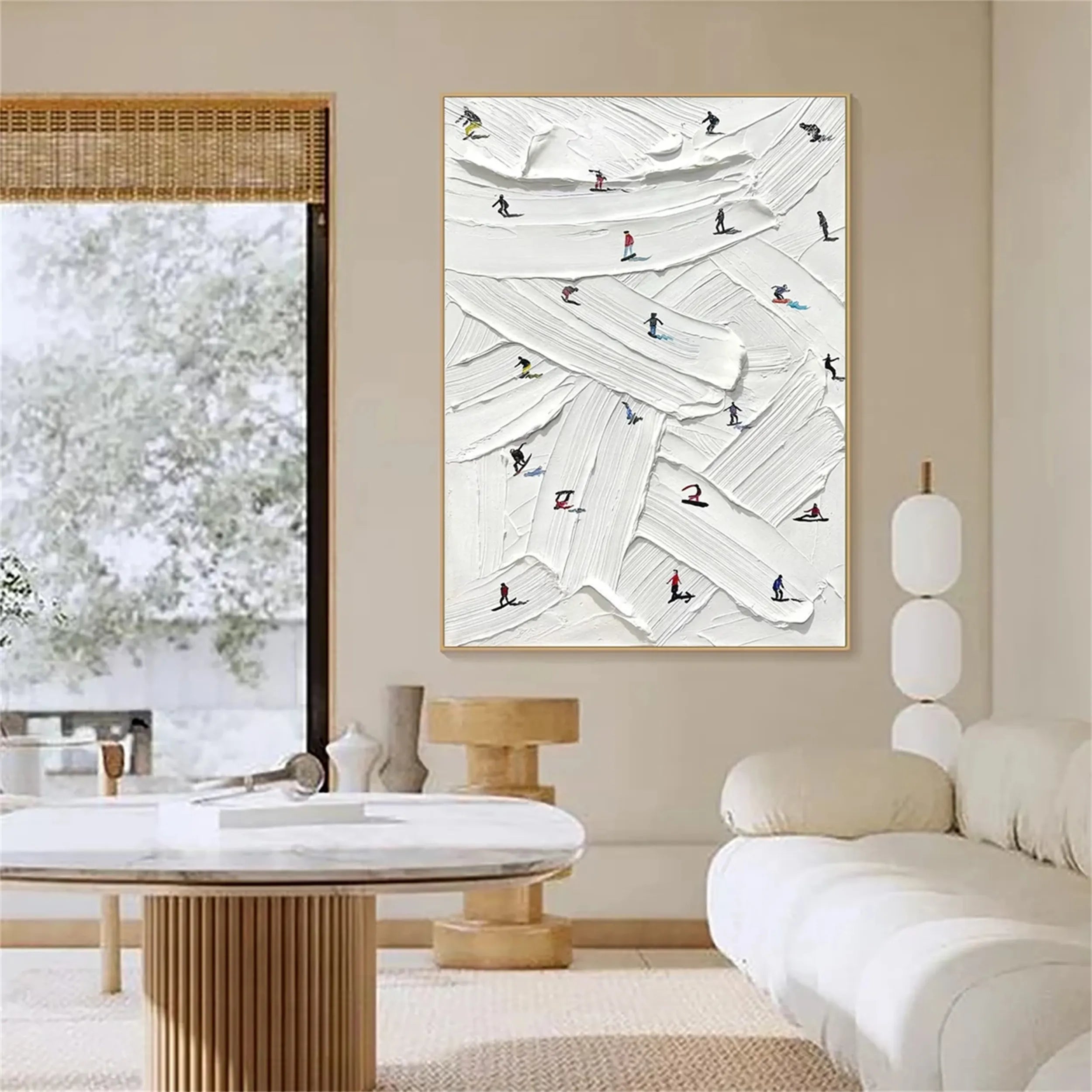 Premium Skiing Sport Art Textured Painting Canvas Wall Decor #MM216 - Perfect for Living Room, Bedroom & Ski Lodge Decor