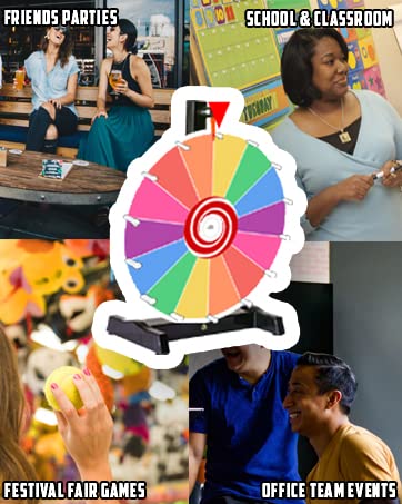 24 Inch 2-in-1 Rainbow & Black 14-Slot Prize Wheel - Colorful Acrylic Dry Erase Spinner for Casino Parties, Fundraisers & Events - Loud Clacker with True Motion Spin - Perfect for Game Nights, Carnivals & Classroom Activities