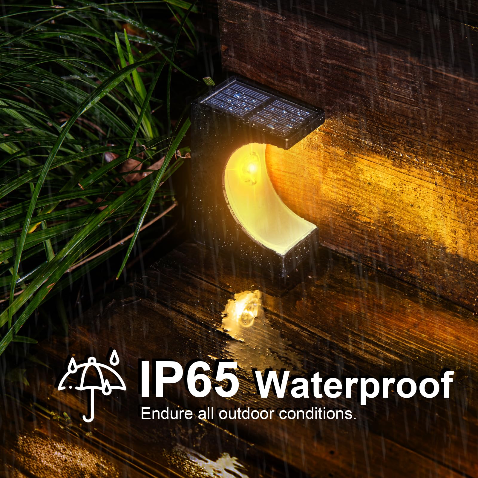 ROSHWEY 12 Pack Solar Step Lights Outdoor Waterproof, Warm White LED Stair Lights for Patio, Deck, Porch, Walkway & Front Door - Solar Powered Landscape Lighting for Garden, Pathway & Driveway Safety