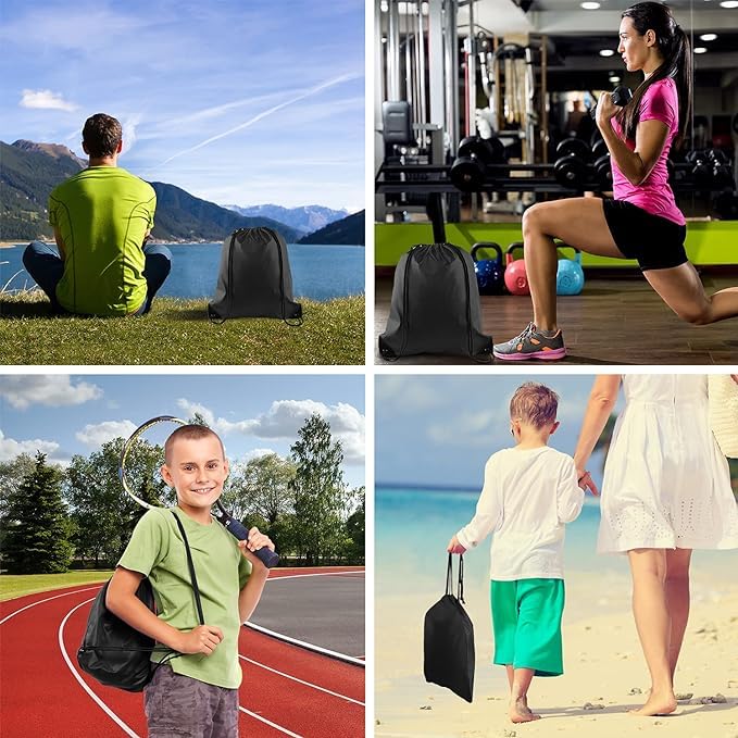 Gewaha 4-Pack Drawstring Backpacks - Lightweight Sports Cinch Sacks for Gym, Travel, School & Outdoor Activities | Water-Resistant Storage Bags for Shoes, Clothes & Essentials