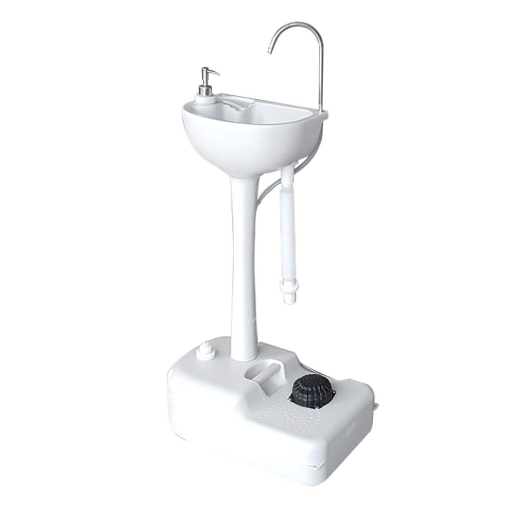Portable Outdoor Camping Sink with Towel Rack & Soap Dispenser - 17L Large Capacity Wash Basin Stand, Hand Washing Station with Casters & Foot Pump - Perfect for Camping, RV Trips, Picnics & Outdoor Adventures