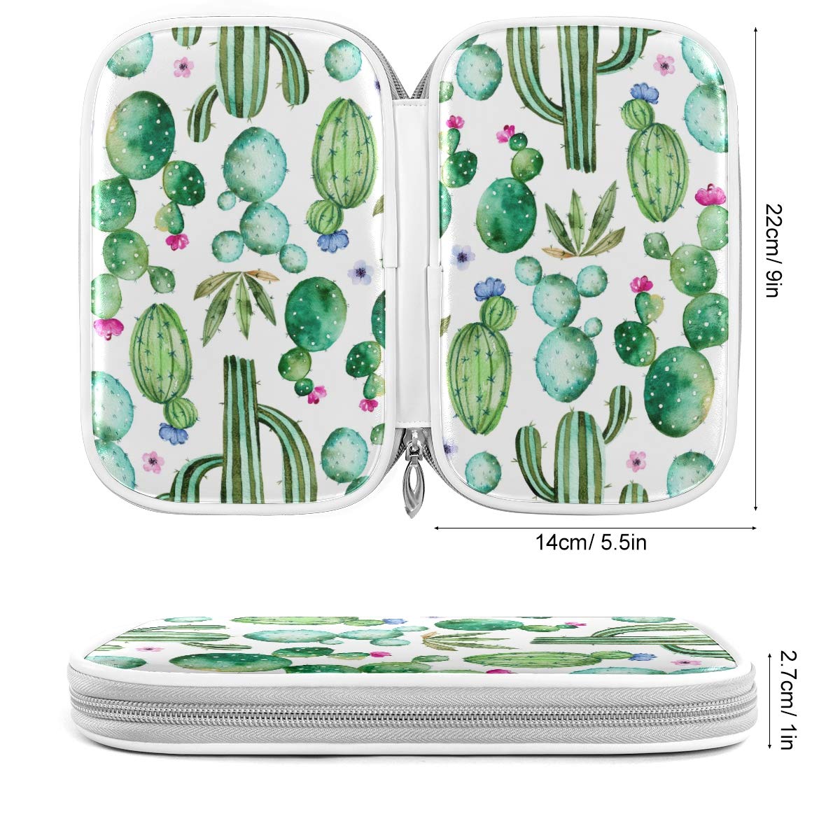 ZZKKO Cactus Succulent Pencil Case - Zippered Stationery Organizer for Pens, Makeup & School Supplies | Perfect for School, Office & Travel Accessories Storage