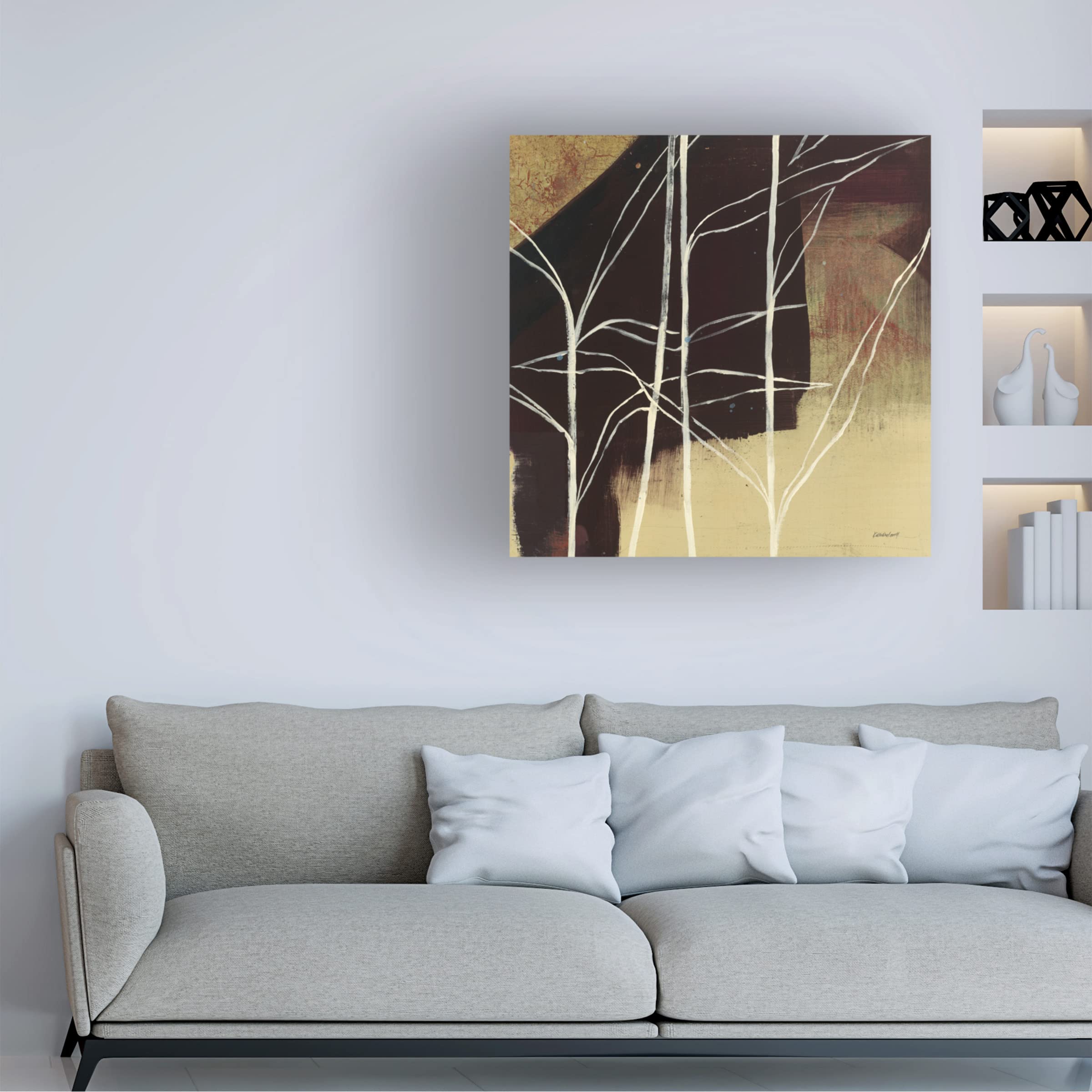 Trademark Fine Art 'Sun Stems Tile IV' Canvas Wall Art by Kathrine Lovell - Modern Abstract Painting for Living Room, Bedroom & Office Decor