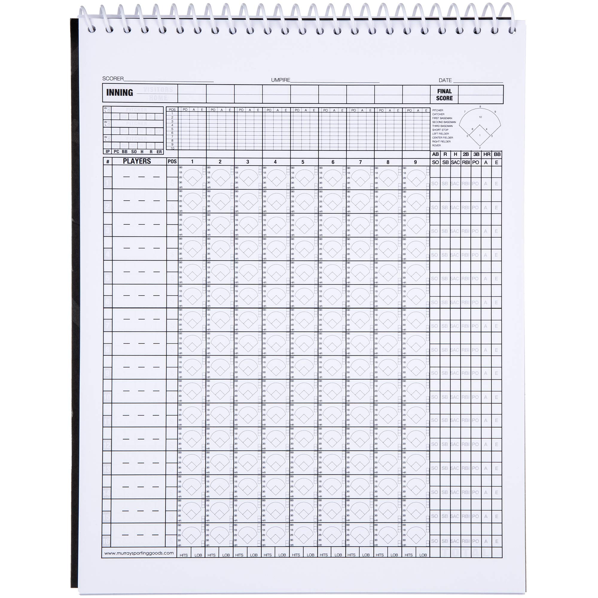 Murray Sporting Goods Baseball & Softball Scorebook - 5-Pack Scorekeeping Book for 35 Games | Track Stats for Adult, Youth & Little League | Perfect for Coaches, Umpires & Tournament Organizers