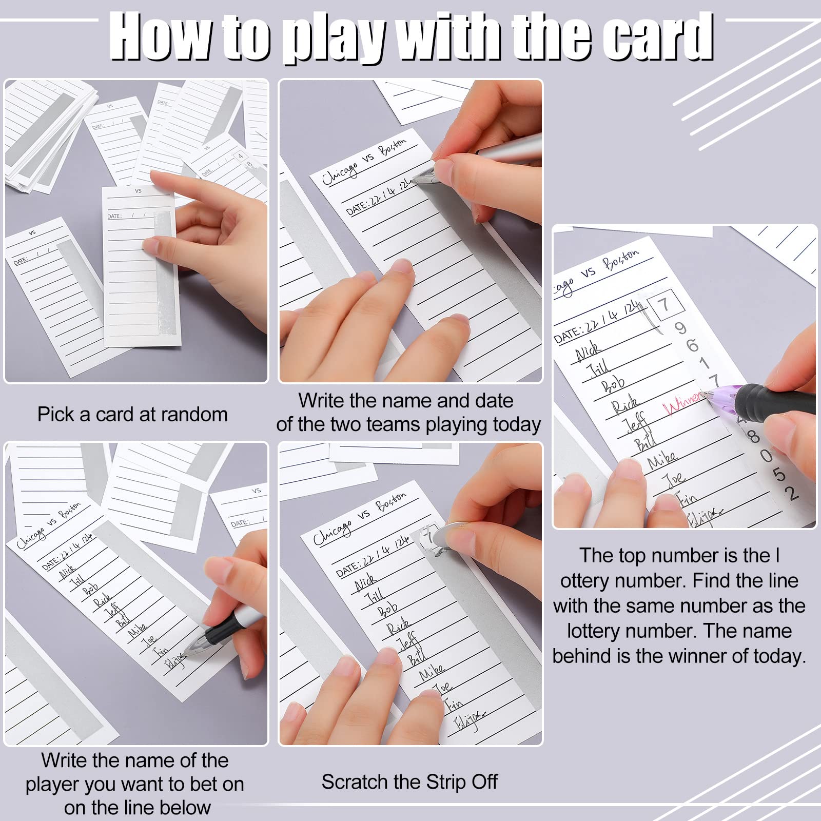 Junkin 160-Piece Football Scratch Card Set - 10-Line Strip Cards for Sports Betting, Pool Games & Gambling Tickets | Perfect for Soccer Box Games, Casino Nights & Fundraising Events
