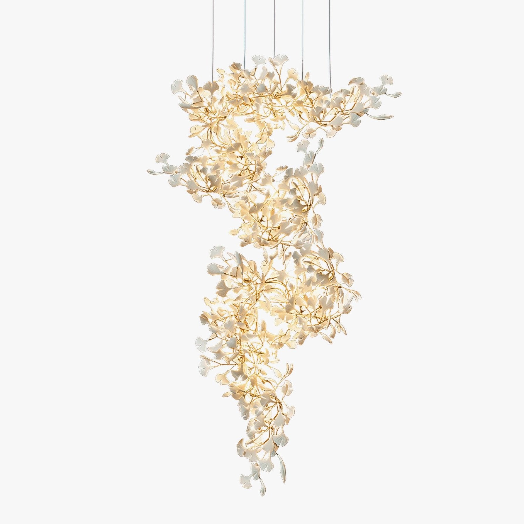Elegant Ginkgo Leaf Chandelier - Modern Crystal Ceiling Light Fixture for Dining Room, Living Room, Bedroom Decor - Perfect for Home, Hotel, and Restaurant Lighting