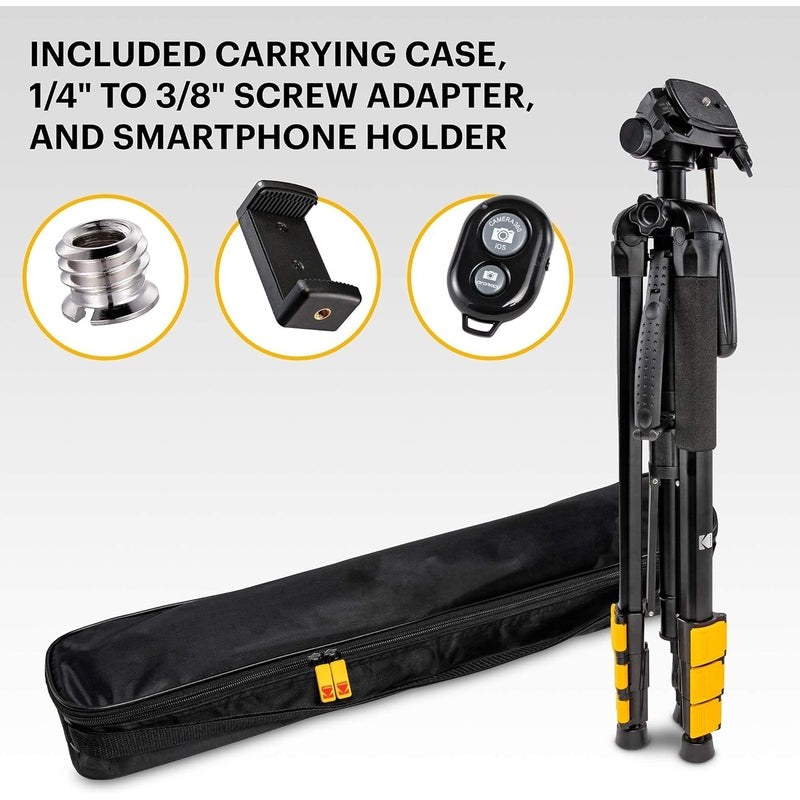 Kodak PhotoGear 62 Lightweight Tripod with Monopod - Compact Aluminum Camera Stand for DSLR, Smartphone & Vlogging - Perfect for Travel, Outdoor Photography & YouTube Content Creation