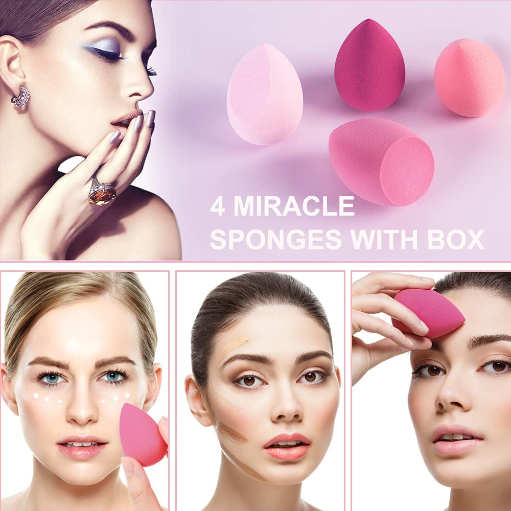 KIRA Professional Beauty Blender Sponge - Makeup Blending Sponge with Travel Storage Box | Soft & Flawless Foundation Application for Liquid, Cream & Powder Makeup | Perfect for Home & Travel Makeup Kits