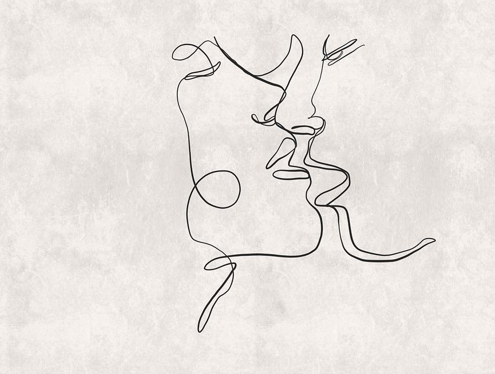 The Wall Kiss In Grey - Modern Abstract Wall Art for Home & Office Decor | Perfect for Living Room, Bedroom, or Workspace