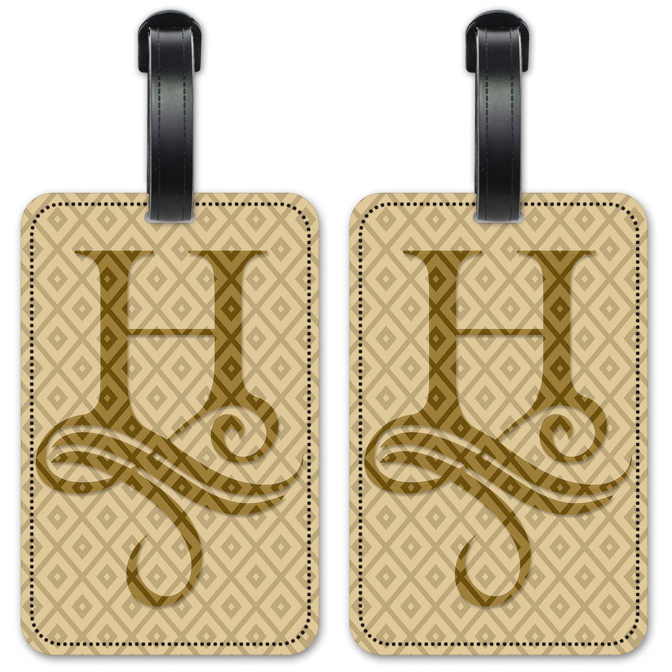 Personalized Letter H Monogram Luggage Tags - Set of 2 Waterproof Suitcase ID Cards for Travel Identification (Perfect for Airports, Cruise Ships & Business Trips)