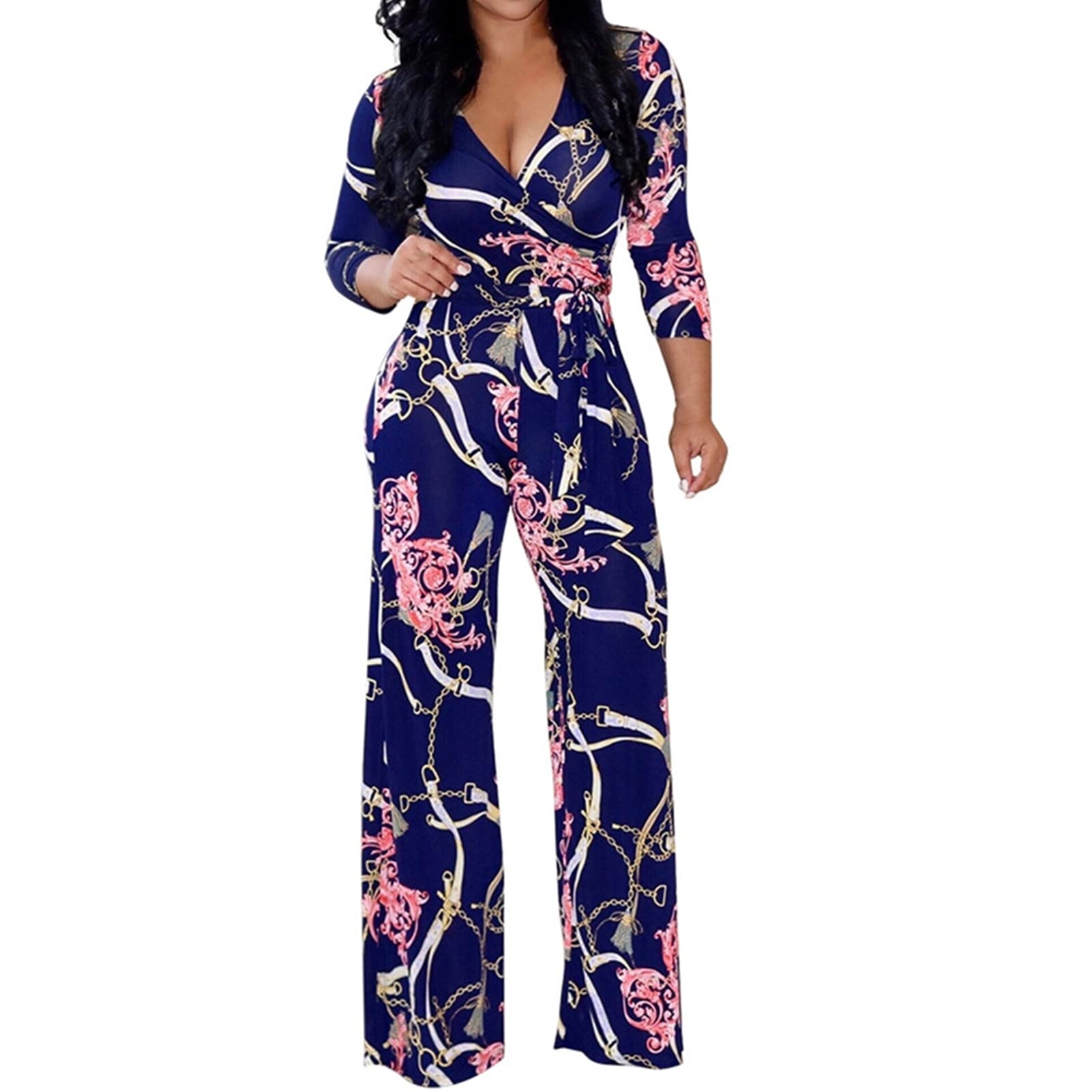 Lisa Colly Women's Summer Floral Print Jumpsuit - Casual Wide Leg Romper with Pockets | Beach Cover Up, Vacation Outfit, Boho Chic Lounge Wear for Women