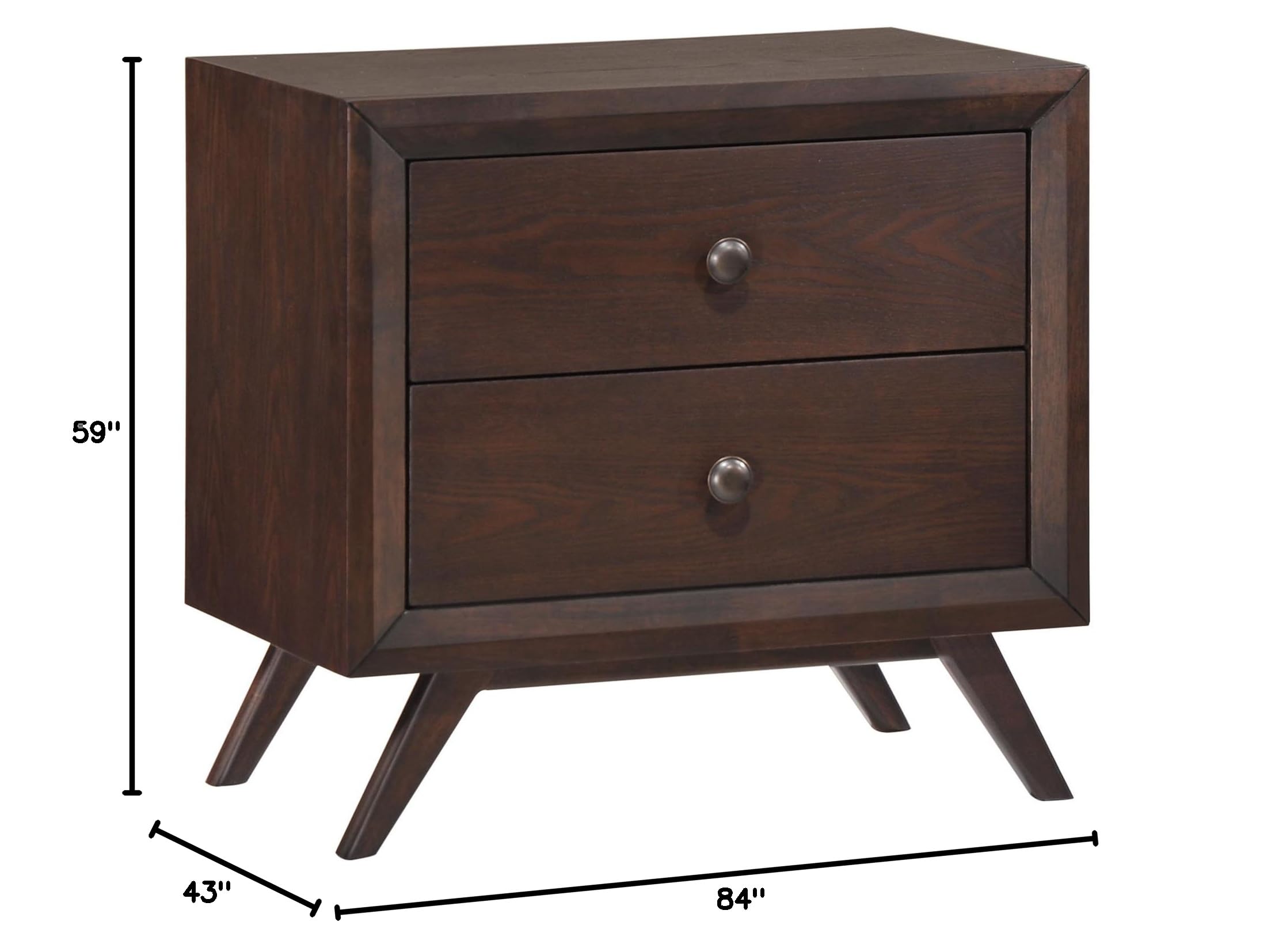 Modway Tracy Mid-Century Modern Wood Platform Queen Size Bed with Two Nightstands in Cappuccino Brown - Stylish Bedroom Furniture for Home Decor & Master Suite Upgrade
