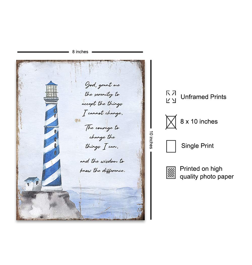 12 Steps and 12 Traditions Wall Art - Serenity Prayer Decor - Lighthouse Picture - AA Sobriety Gift - Alcoholics Anonymous Recovery Decorations - Perfect for Home, Office & AA Meeting Rooms