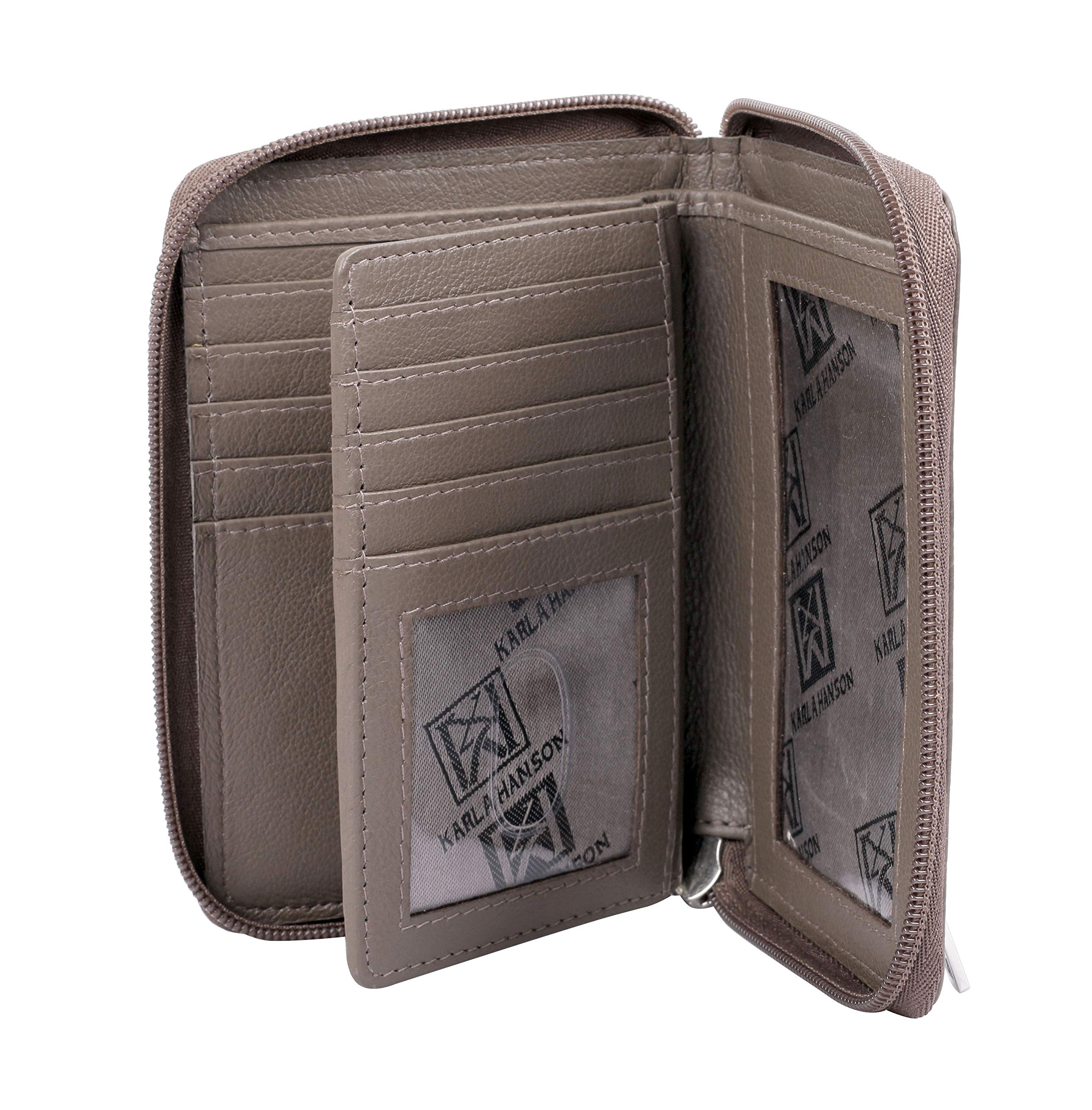 RFID Blocking Wanda Leather Medium Wallet for Men & Women - Taupe Multi Color | Slim Bifold Credit Card Holder with ID Window | Perfect for Travel, Business & Everyday Use