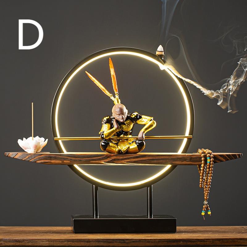 Black Myth Wukong LED Statue with Incense Holder - Decorative Asian Mythology Figurine for Home, Office & Meditation Spaces