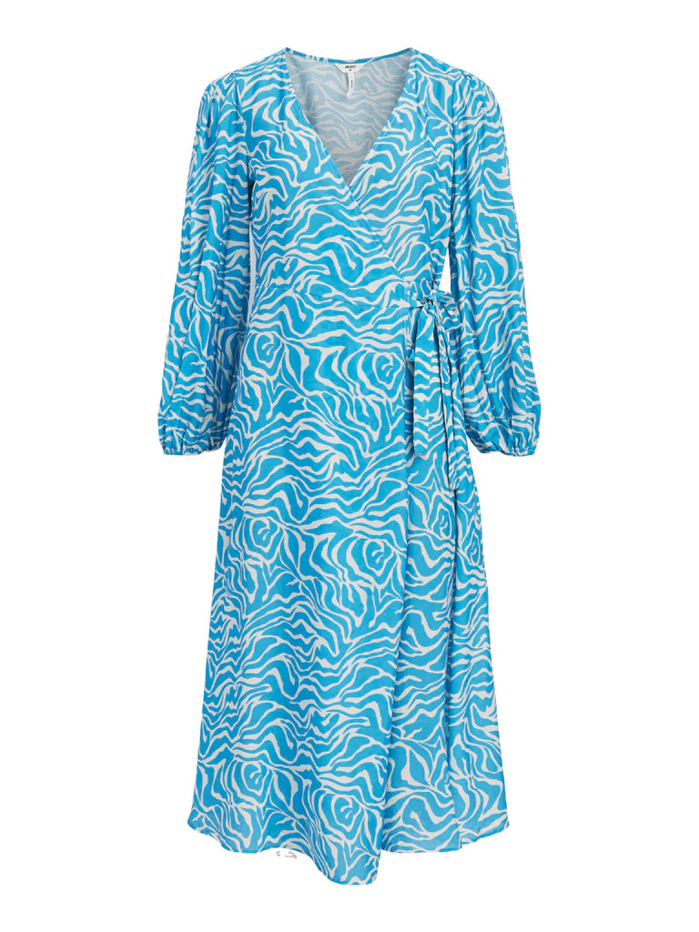 NORA Long Sleeve Midi Wrap Dress in Blue - Elegant & Comfortable for Work, Date Night & Special Occasions
