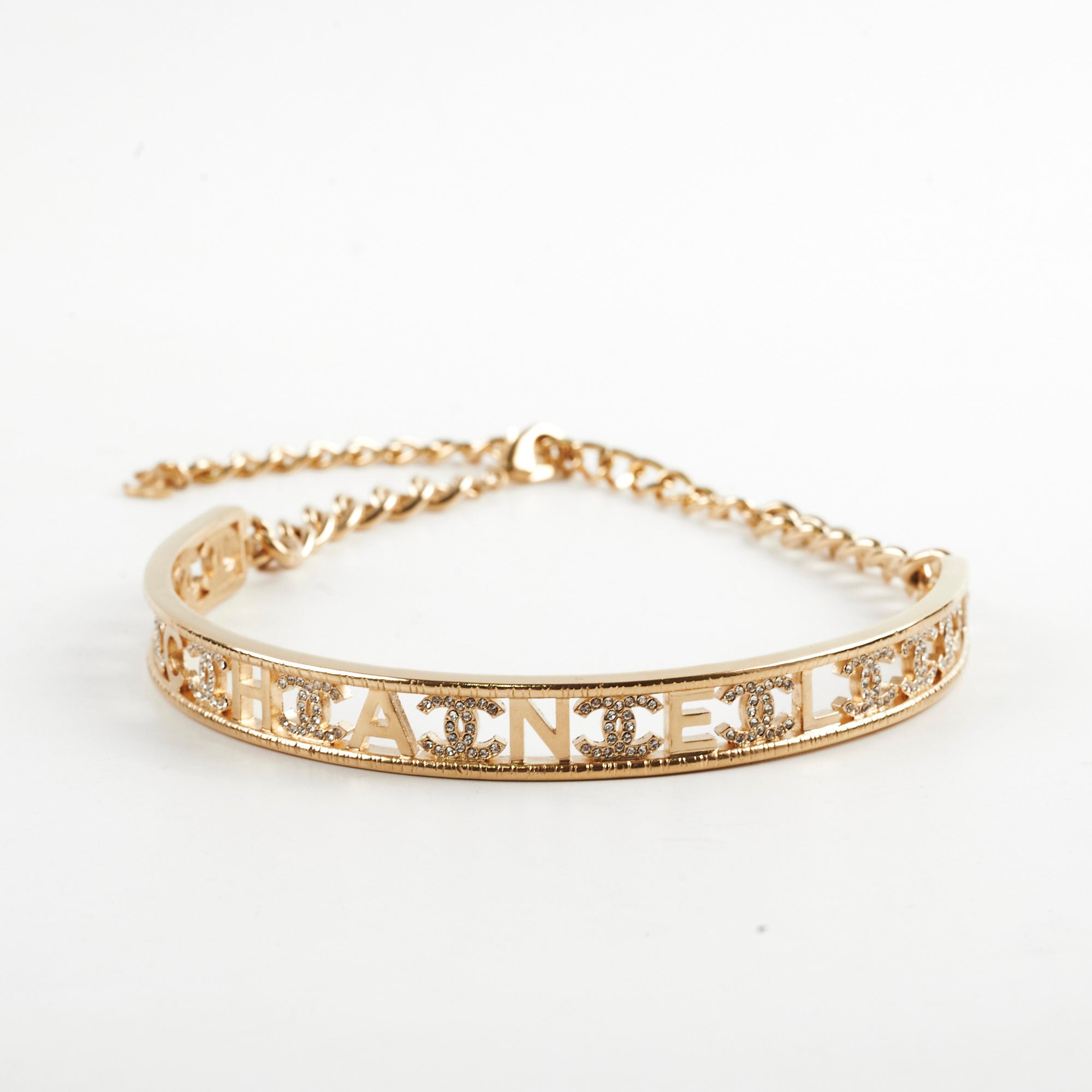 Chanel 22A Gold Plated Choker Necklace - Elegant Costume Jewelry for Women, Perfect for Parties, Weddings & Evening Events