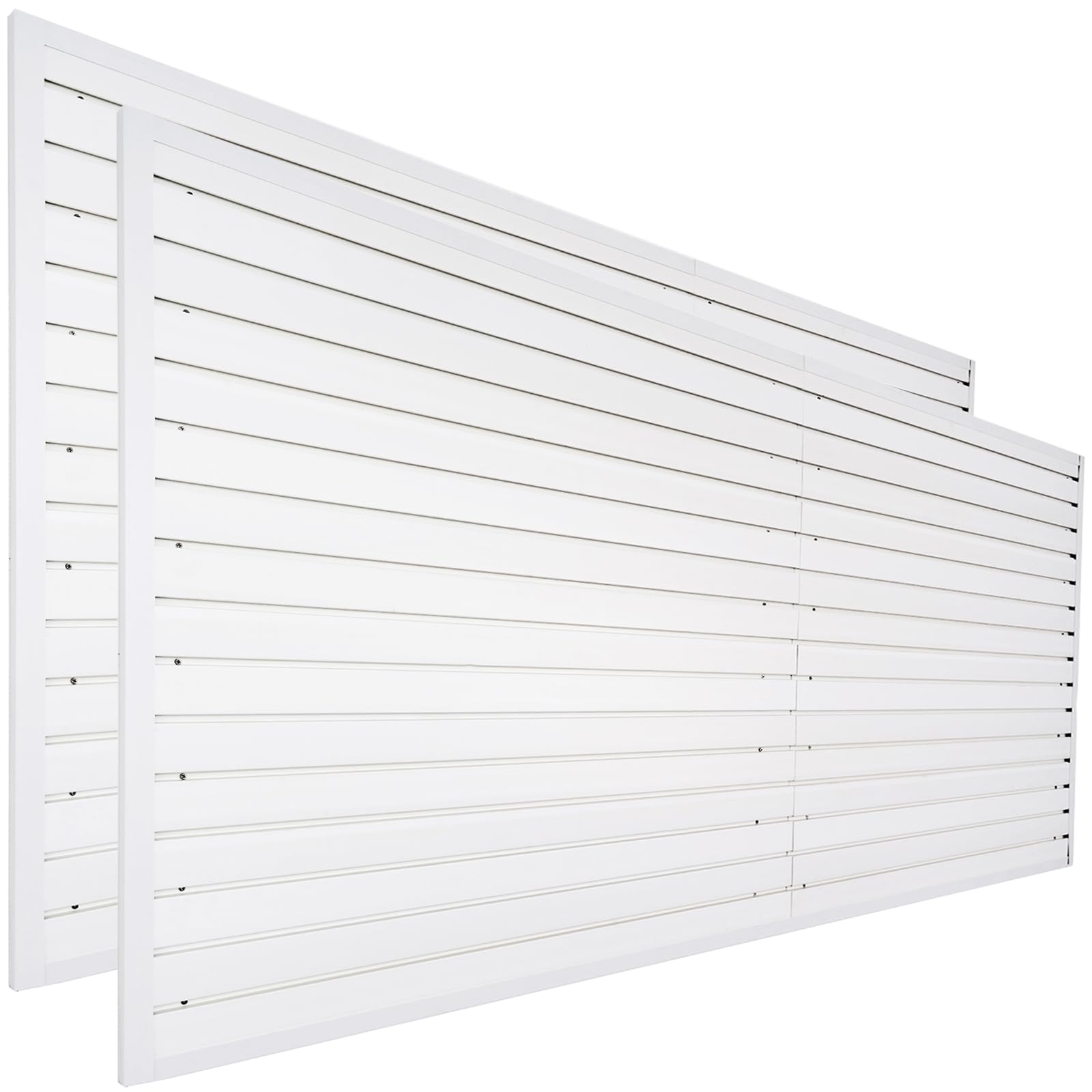 White PVC Slat Wall Paneling 2 Pack (4'x8') - Garage Wall Organizer for Tools, Ladder & Bike Storage - Durable Slatwall Panels for Home, Workshop & Garden Organization