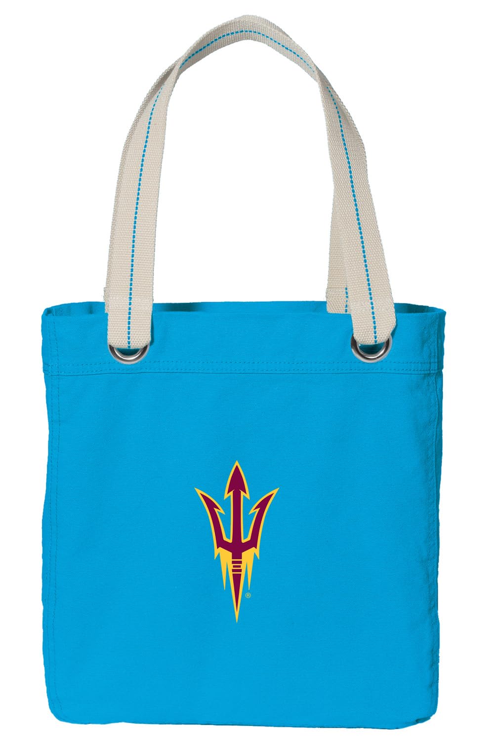 Premium ASU Tote Bag - Dye Washed Cotton Canvas in Turquoise | Durable College Book Bag for Students, Eco-Friendly Grocery Shopping Tote, Stylish Beach & Travel Accessory