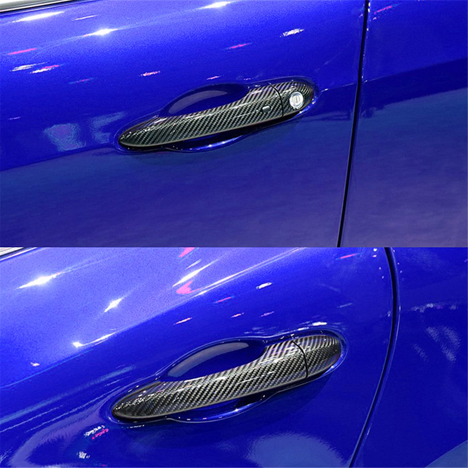 Authentic Carbon Fiber Door Handle Cover for Maserati Ghibli 2014-2019 & Levante 2016-2019 - Premium Exterior Accessories with Smart Keyhole Design (Perfect for Car Detailing & Luxury Vehicle Protection)