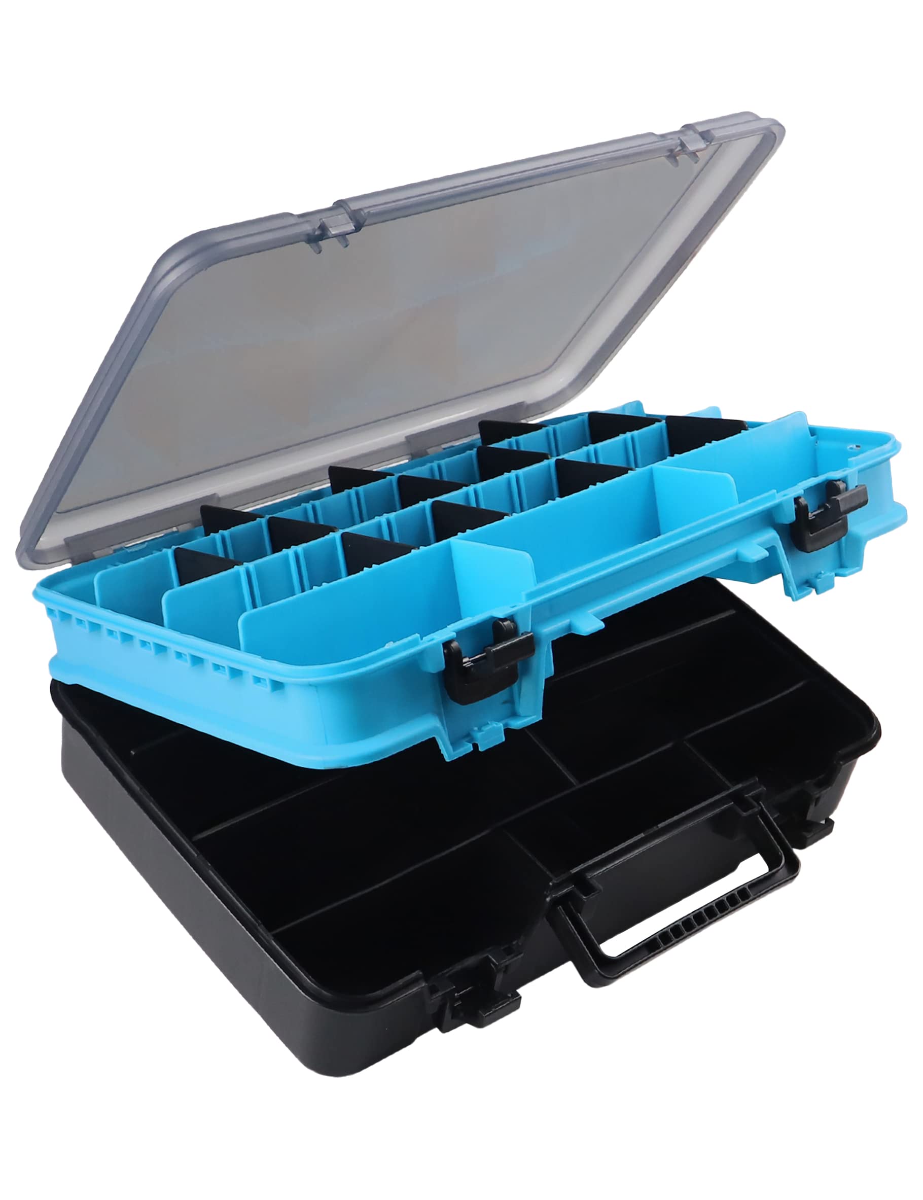 Double Layer Large Tackle Box Organizer with Handle - Fishing Gear Storage for Camping, Boating & Outdoor Adventures | Durable Tool Box for Tackle, Bait & Equipment