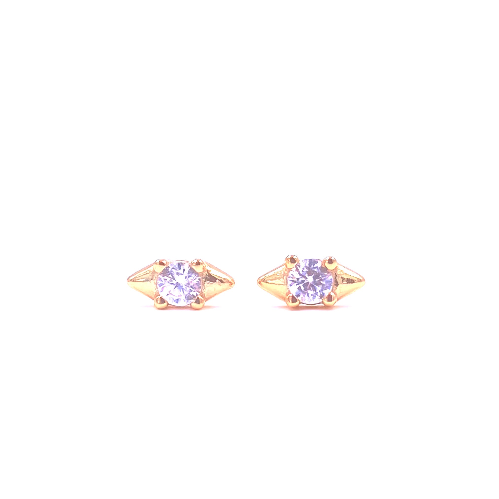 Sterling Silver Gold Plated Mini CZ Triangle Stud Earrings for Women - Elegant Everyday Jewelry for Work, Party & Casual Wear