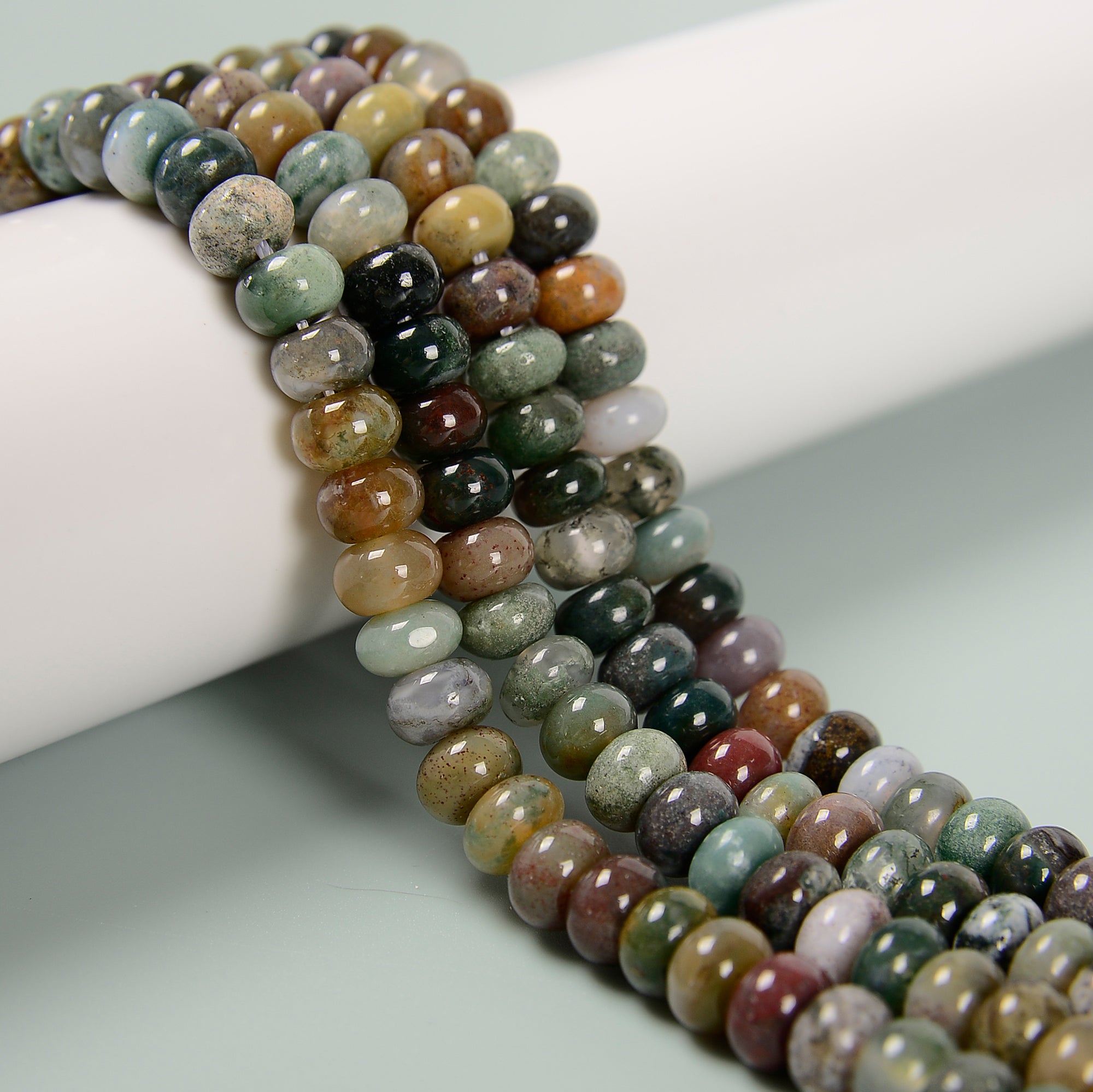 Indian Agate Smooth Rondelle Beads 5x8mm & 6x10mm - 15.5 Inch Strand for Jewelry Making, DIY Bracelets & Necklaces - Natural Stone Beads for Crafting, Healing Crystal Jewelry & Spiritual Gifts