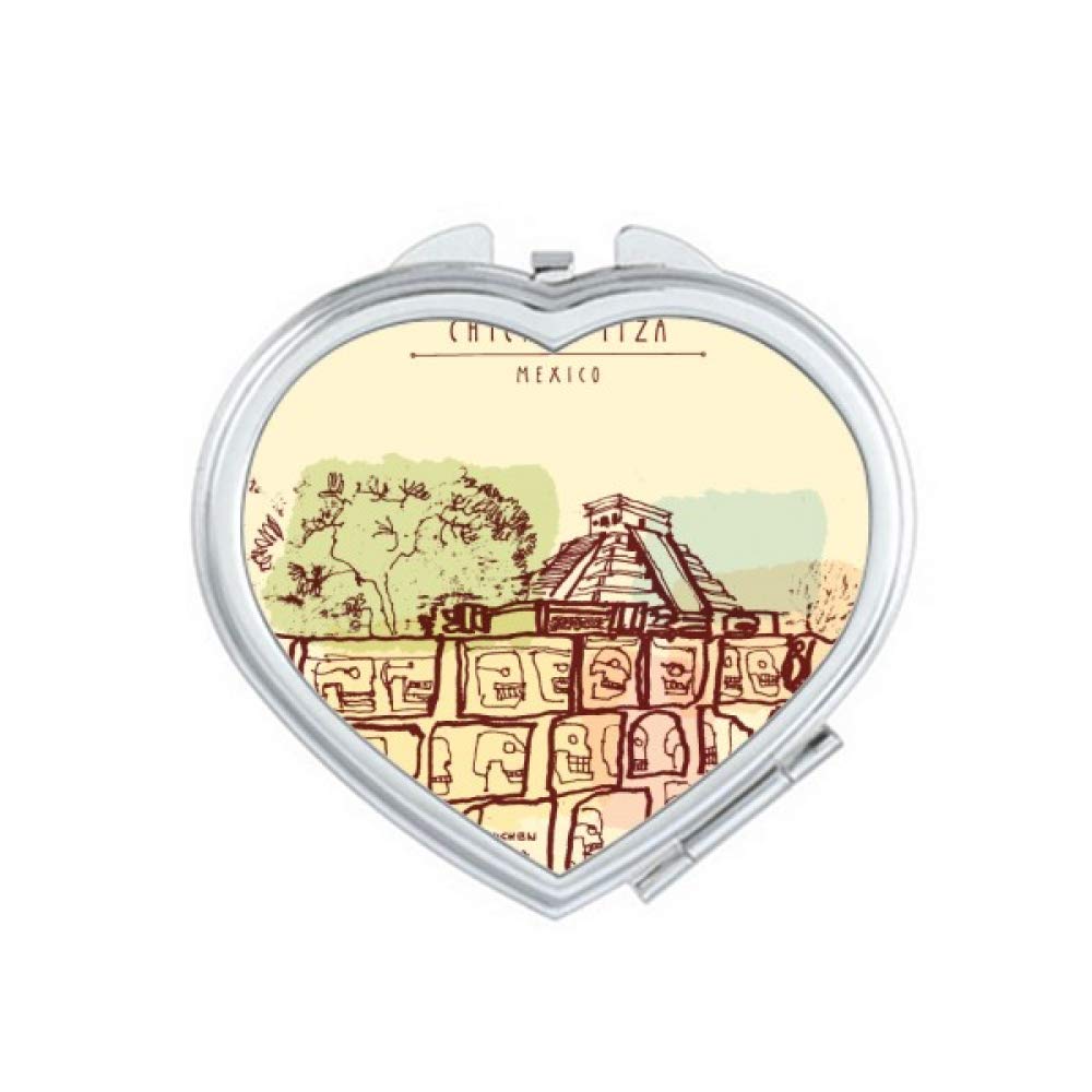 Ancient Mayan Civilization Handheld Travel Mirror - Portable Pocket Makeup Mirror with Magnification, Inspired by Chichen Itza Mexico | Perfect for Travel, Makeup Touch-ups & Gifts