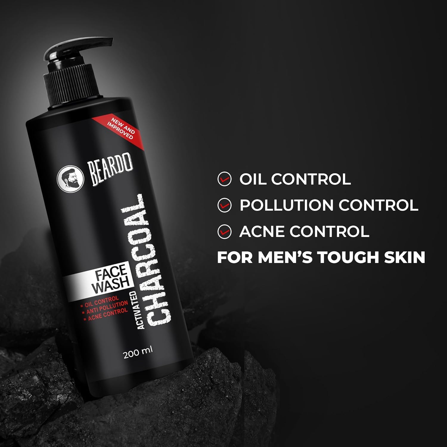Bear;do Activated Charcoal Face Wash for Men - 200ml Deep Pore Cleanser | Acne & Pimple Treatment | Oil Control for Oily Skin | Daily Skincare Routine for Clear Complexion