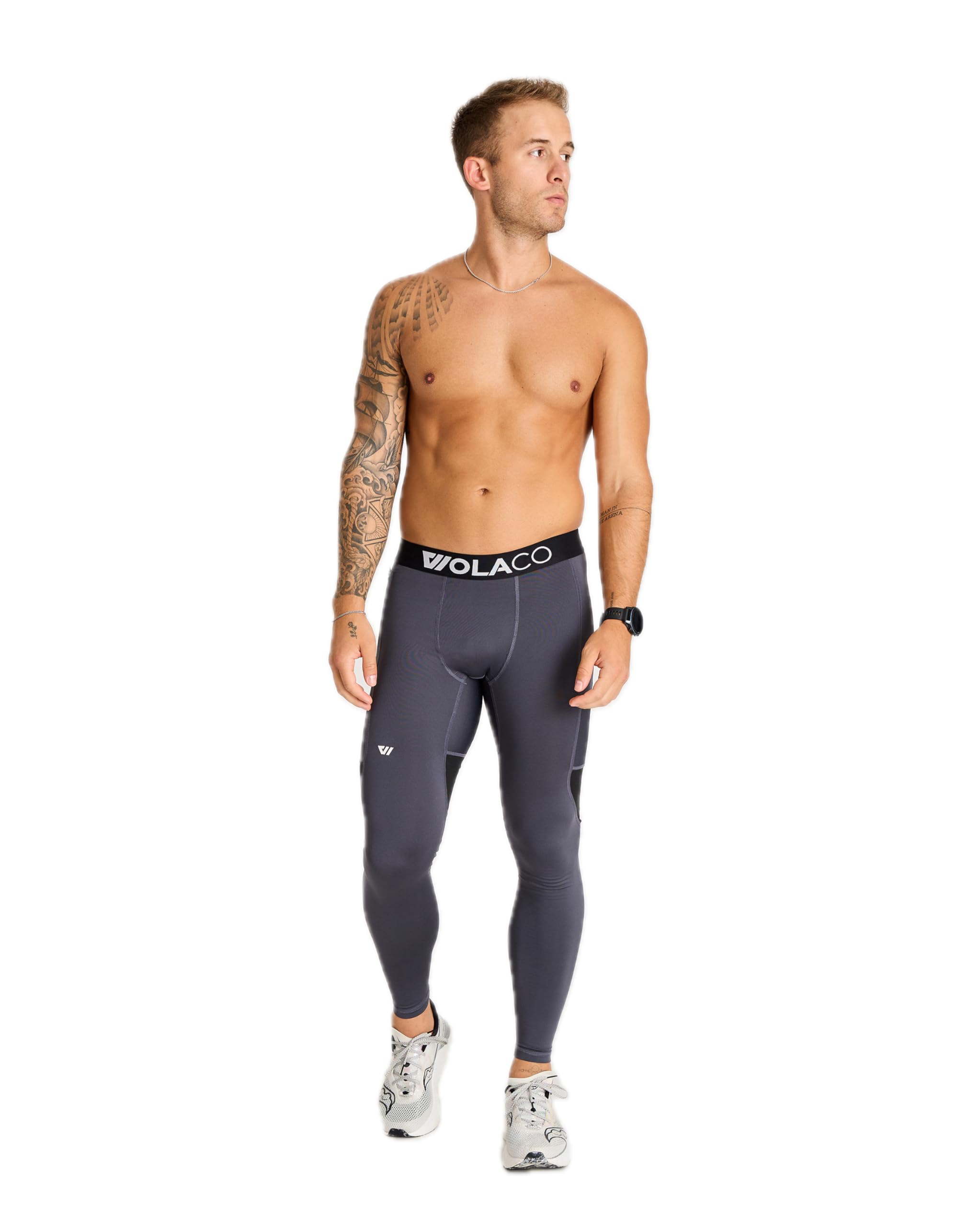 WOLACO Fulton Men's Compression Pants - Athletic Baselayer Running Tights for Workout & Training - Perfect for Gym, Jogging & Cold Weather Activities