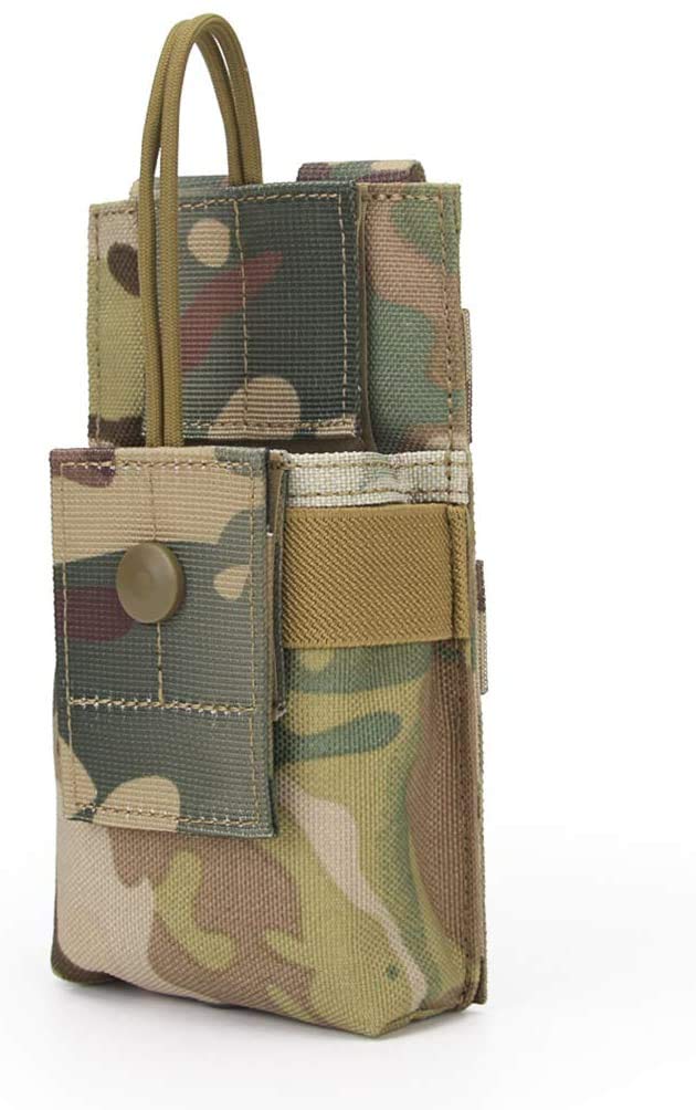 Tactical MOLLE Radio Pouch Holder - Durable Walkie Talkie Case for Airsoft, Hunting & Outdoor Adventures (Camo Design) - Perfect for Military, Camping & Emergency Communication