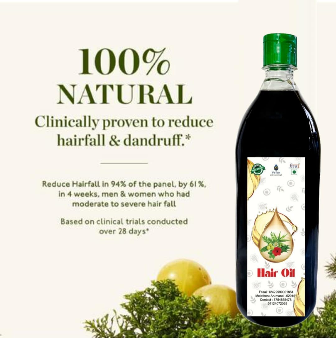 AG VELAN Herbal Hair Oil for Men & Women - Reduce Hair Fall, Dandruff & Promote Hair Growth | 500ml Natural Hair Care for Scalp Massage & Daily Hair Fall Control | Perfect for Dry, Damaged Hair & Split Ends Treatment