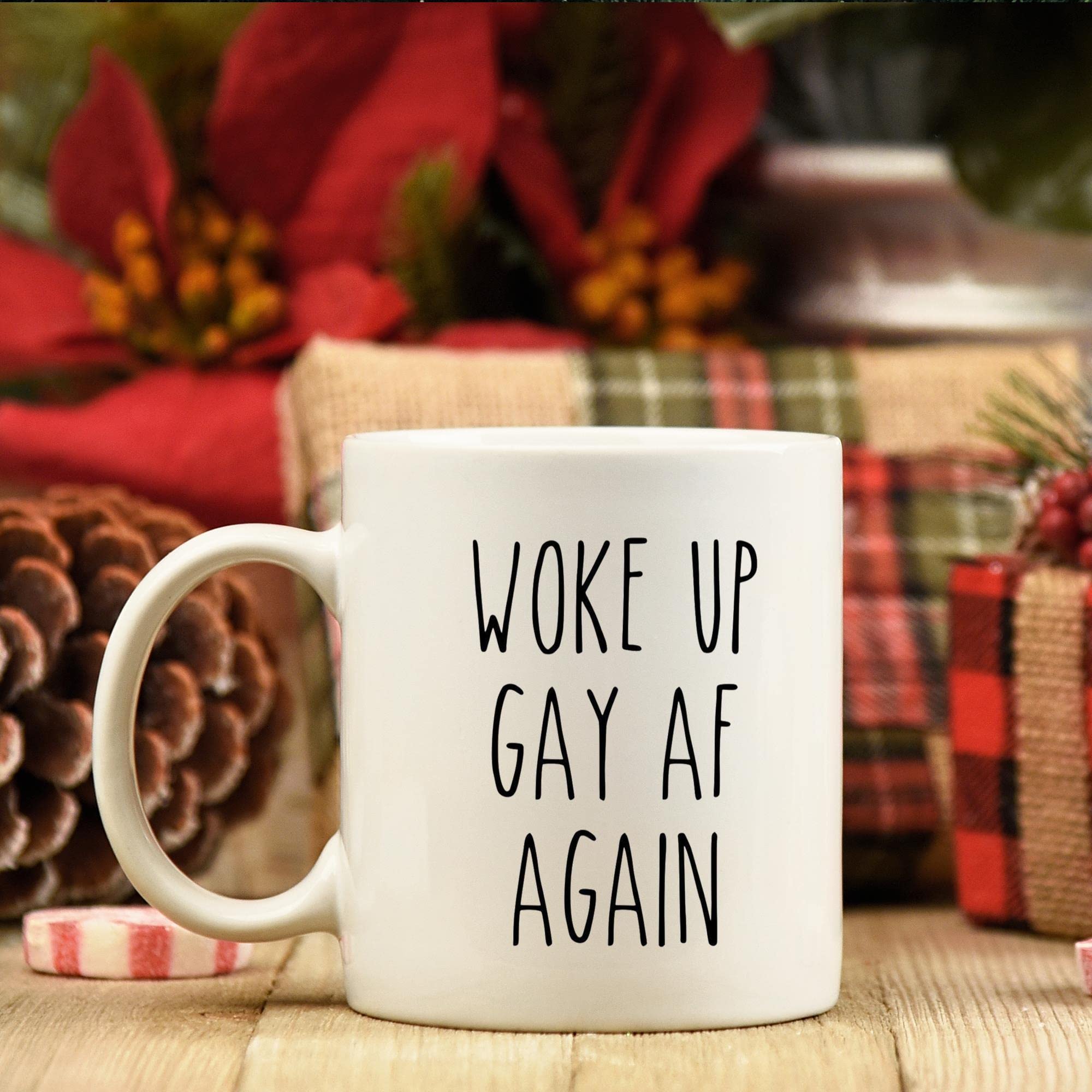 Woke Up Gay AF Again Mug - Funny LGBTQ Pride Coffee Cup for Lesbian, Gay, Bi, Trans & Queer Friends - Perfect Gift for Pride Month, Coming Out Parties & Daily Coffee Breaks