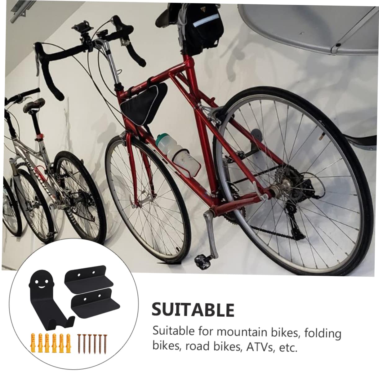 WESIEVYA 3-Piece Bike Carrier Rack - Heavy Duty Bicycle Hanging Mount & Storage Hanger - Easy Installation for Garage, Shed or Apartment Storage - Perfect for Mountain Bikes, Road Bikes & Kids Bikes