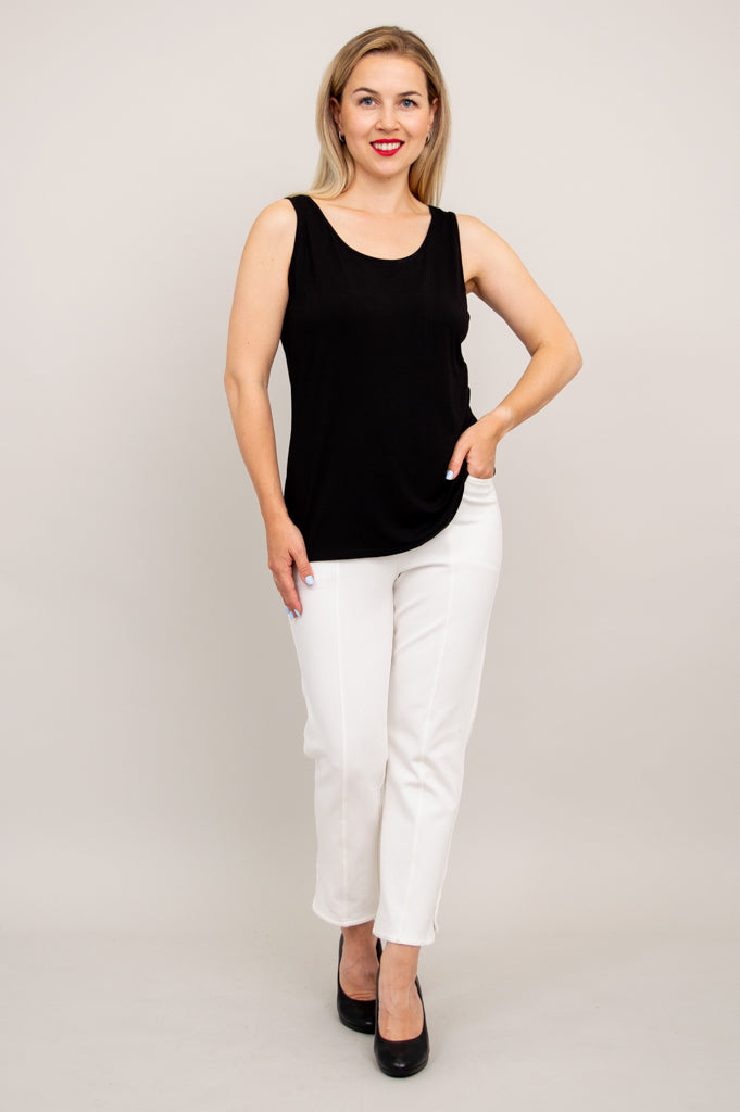 Avalon Black Bamboo Tank Top - Women's Casual Sleeveless Shirt for Summer, Yoga, and Outdoor Activities