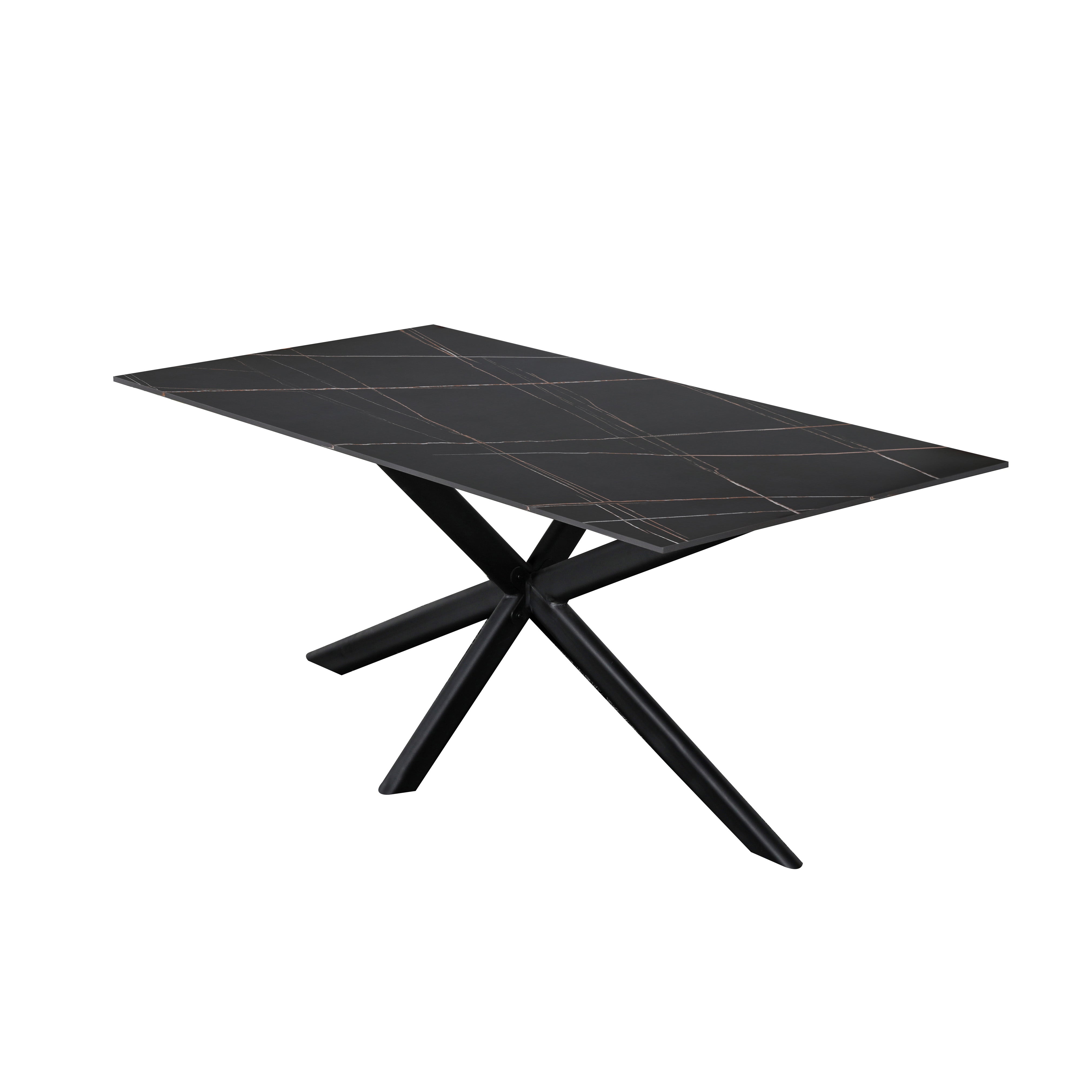 Premium Sintered Stone Dining Table 180cm - Modern Black Rectangular Kitchen Table for Dining Room, Restaurant & Outdoor Patio