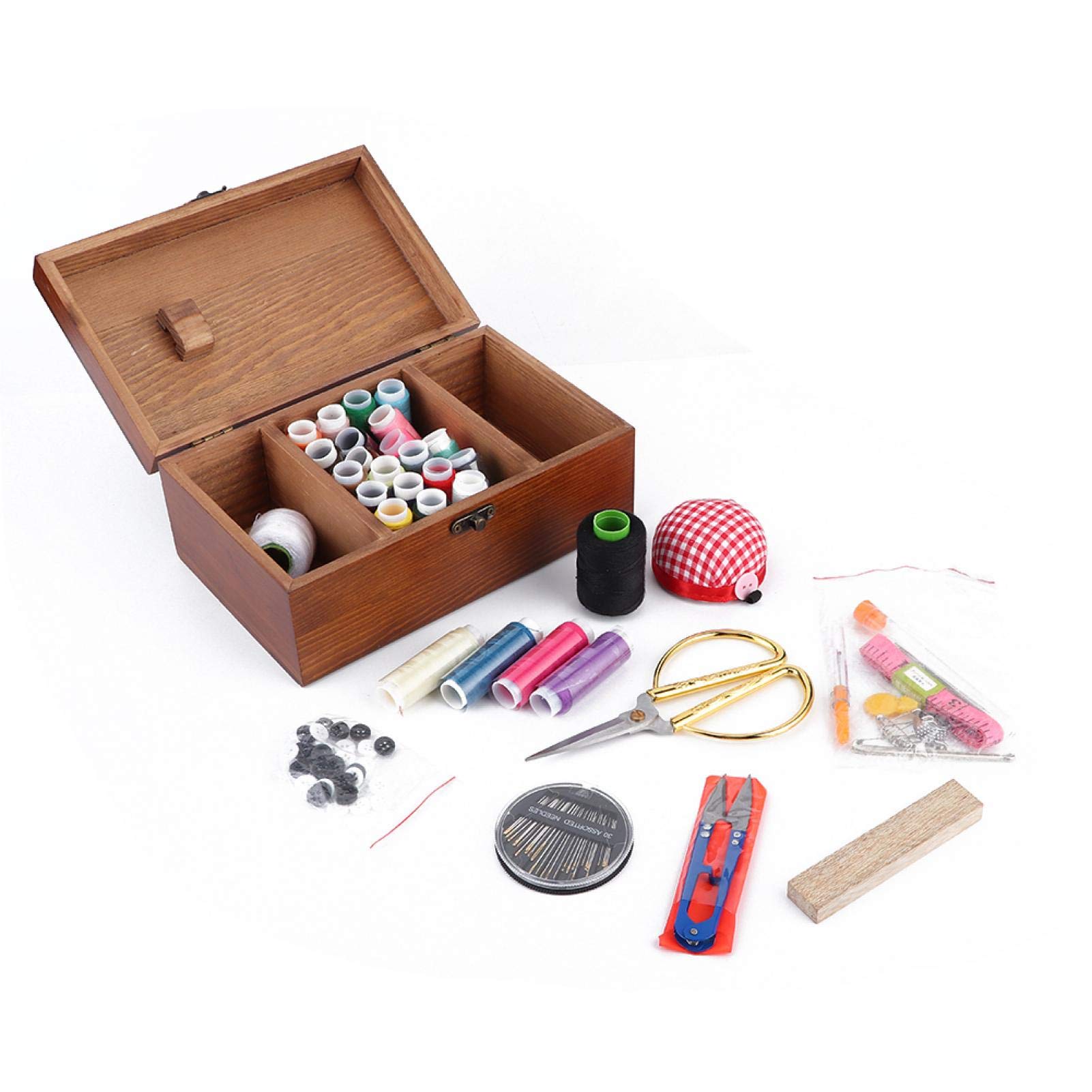 Premium Wooden Sewing Kit with Complete Accessories - Multifunctional Home Repair Tool Set for DIY, Mending & Crafting | Perfect for Tailoring, Quilting & Emergency Clothing Repairs
