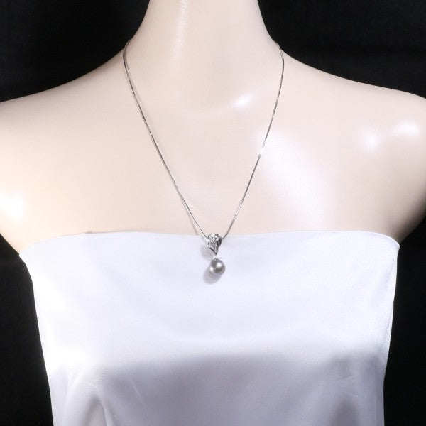 14K White Gold Black Pearl Diamond Pendant Necklace for Women - Elegant Jewelry Gift for Anniversary, Wedding & Special Occasions