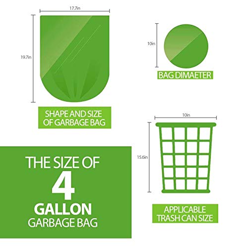 4-Gallon Biodegradable Trash Bags - 100 Count (5 Rolls) | Eco-Friendly Small Garbage Bags for Bathroom, Kitchen, Office & Car | Compostable Can Liners for Waste Bins & Recycling