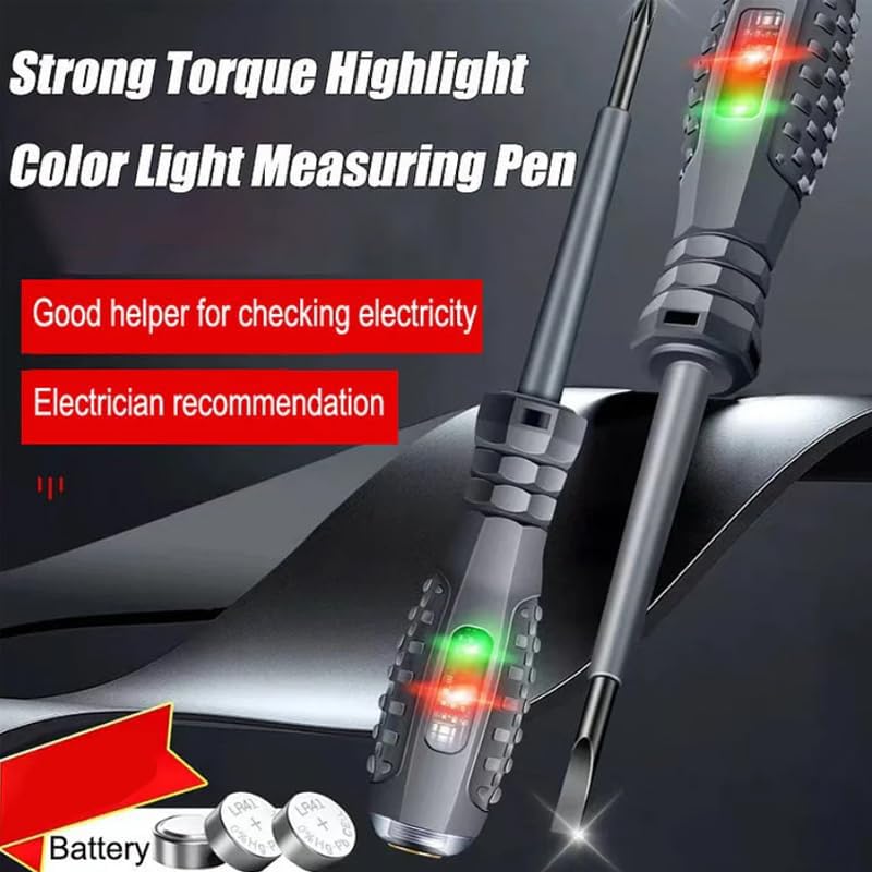 2-in-1 High Torque Magnetic Screwdriver & Voltage Tester - Alloy Electric Pen with Dual LED Lights for Home Electrical Repairs, DIY Projects & Professional Electricians