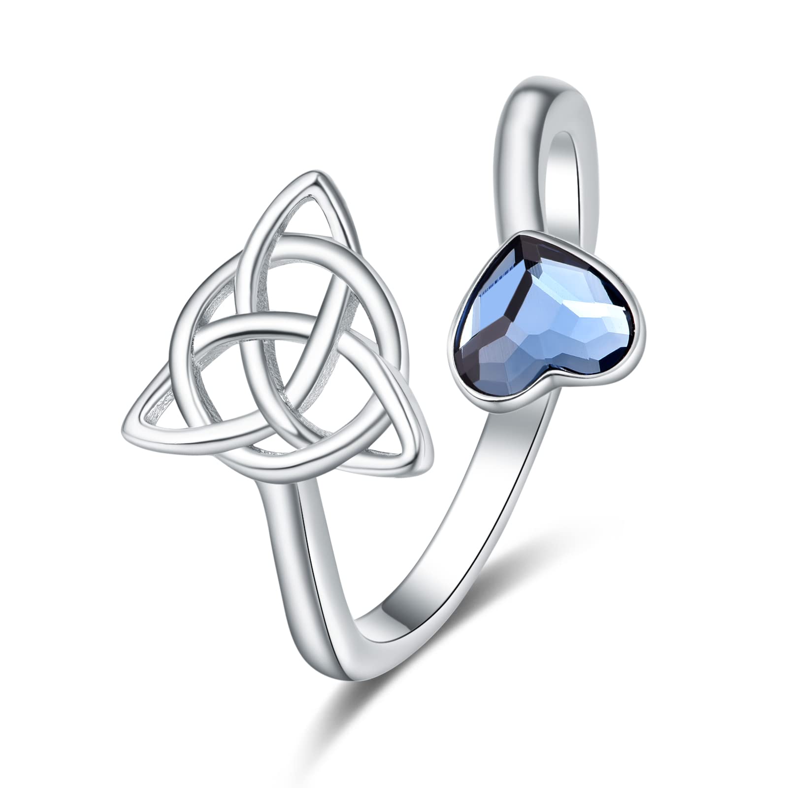 Celtic Knot Rings for Women - Sterling Silver Trinity Ring with Crystal, Irish Jewelry Gift for Her | Perfect for Weddings, Anniversaries & Special Occasions