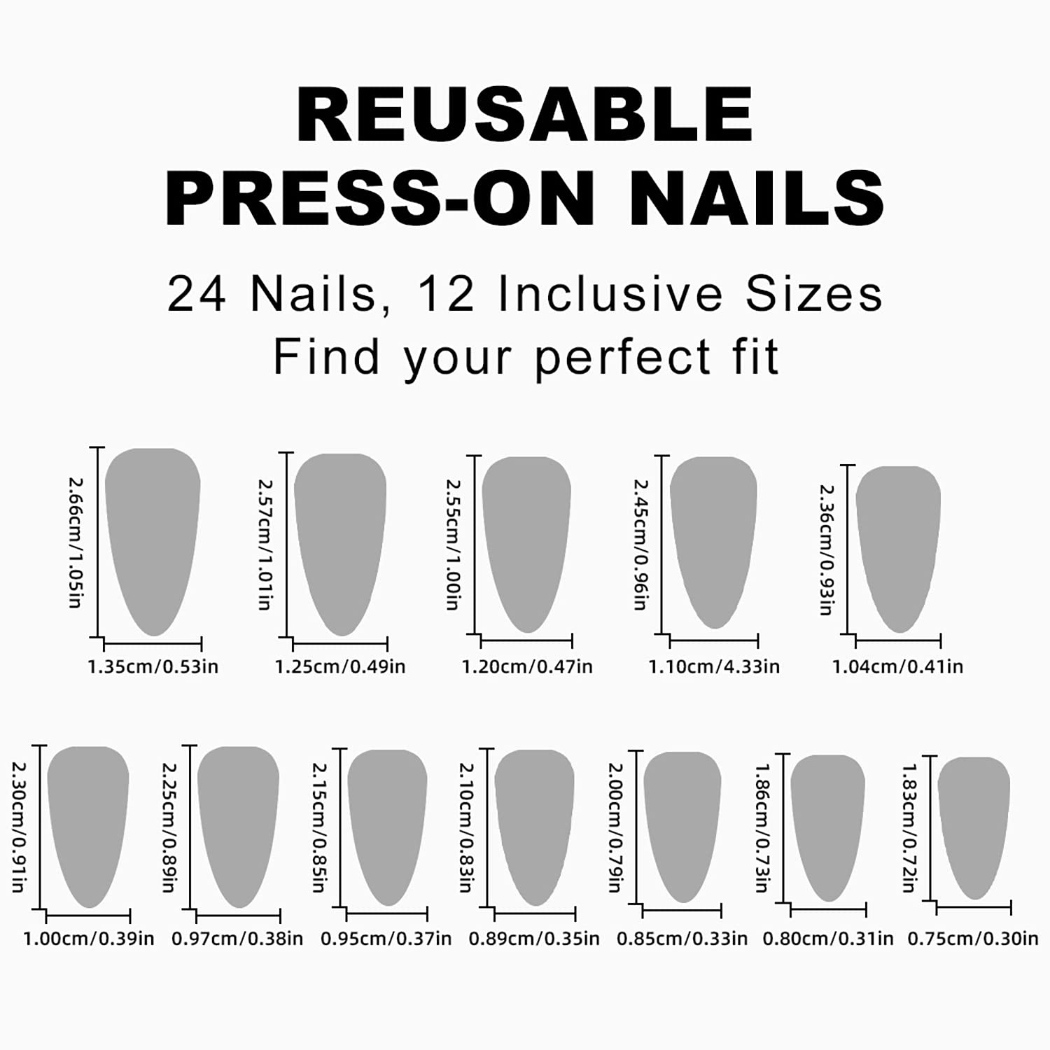 24 Pcs Medium Almond Press on Nails - Purple French Glitter Butterfly Swirl Fake Nails (12 Sizes, 1 Set) for Women, Party, Wedding & Special Occasions
