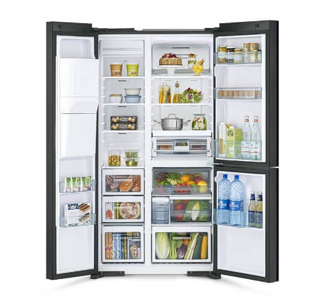 Hitachi R-MX700PMS0 MGW 569L Side by Side Refrigerator - Energy Efficient French Door Fridge with Spacious Interior for Large Families & Entertaining
