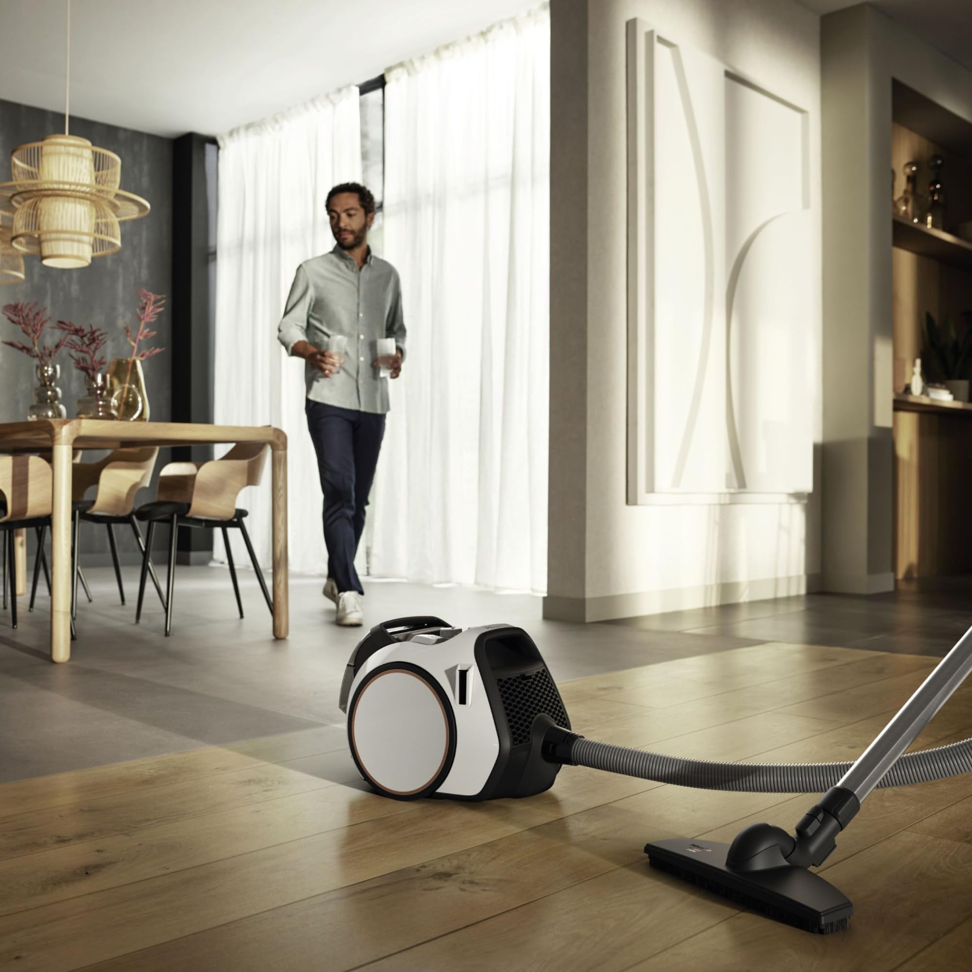 Miele Boost CX1 Parquet Bagless Canister Vacuum Cleaner for Hardwood Floors - Powerful Suction, Lightweight & Quiet, White/Rose - Perfect for Home, Office & Pet Hair Cleaning