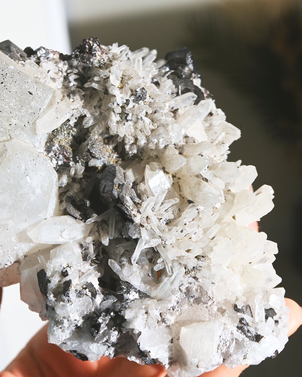 4-Inch Hubnerite with Quartz Crystal - Natural Mineral Specimen for Collectors, Healing & Home Decor