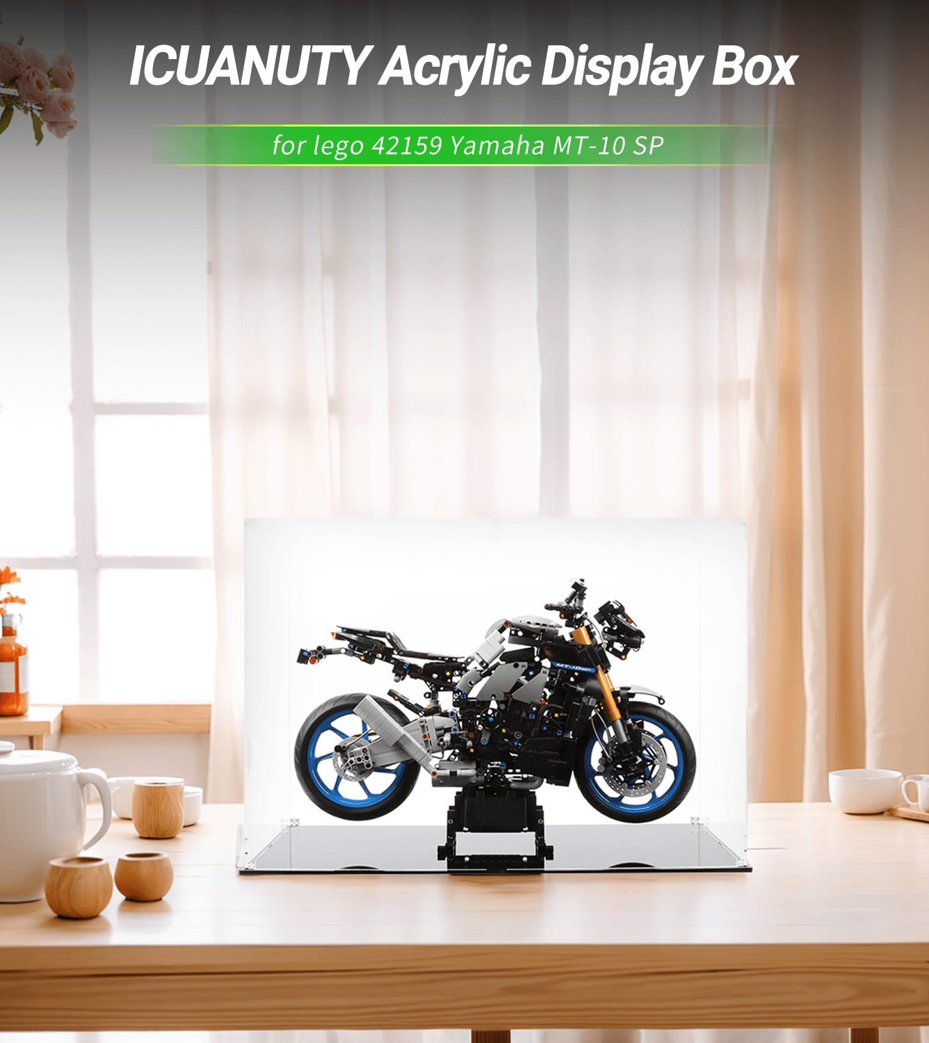 LEGO Yamaha MT-10 SP 42159 Motorcycle Display Case - Premium Acrylic Showcase for Collectible Model Bikes | Perfect for Home, Office & Gift Giving