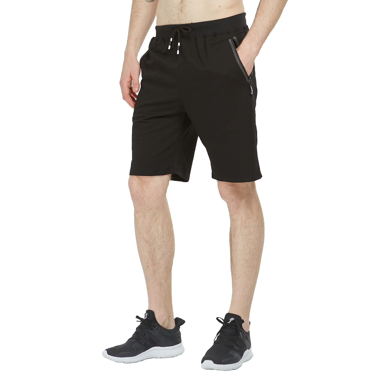 JustSun Men's Casual Sports Shorts with Elastic Waist & Zipper Pockets - Lightweight Quick-Dry Athletic Shorts for Running, Gym Workouts & Outdoor Activities