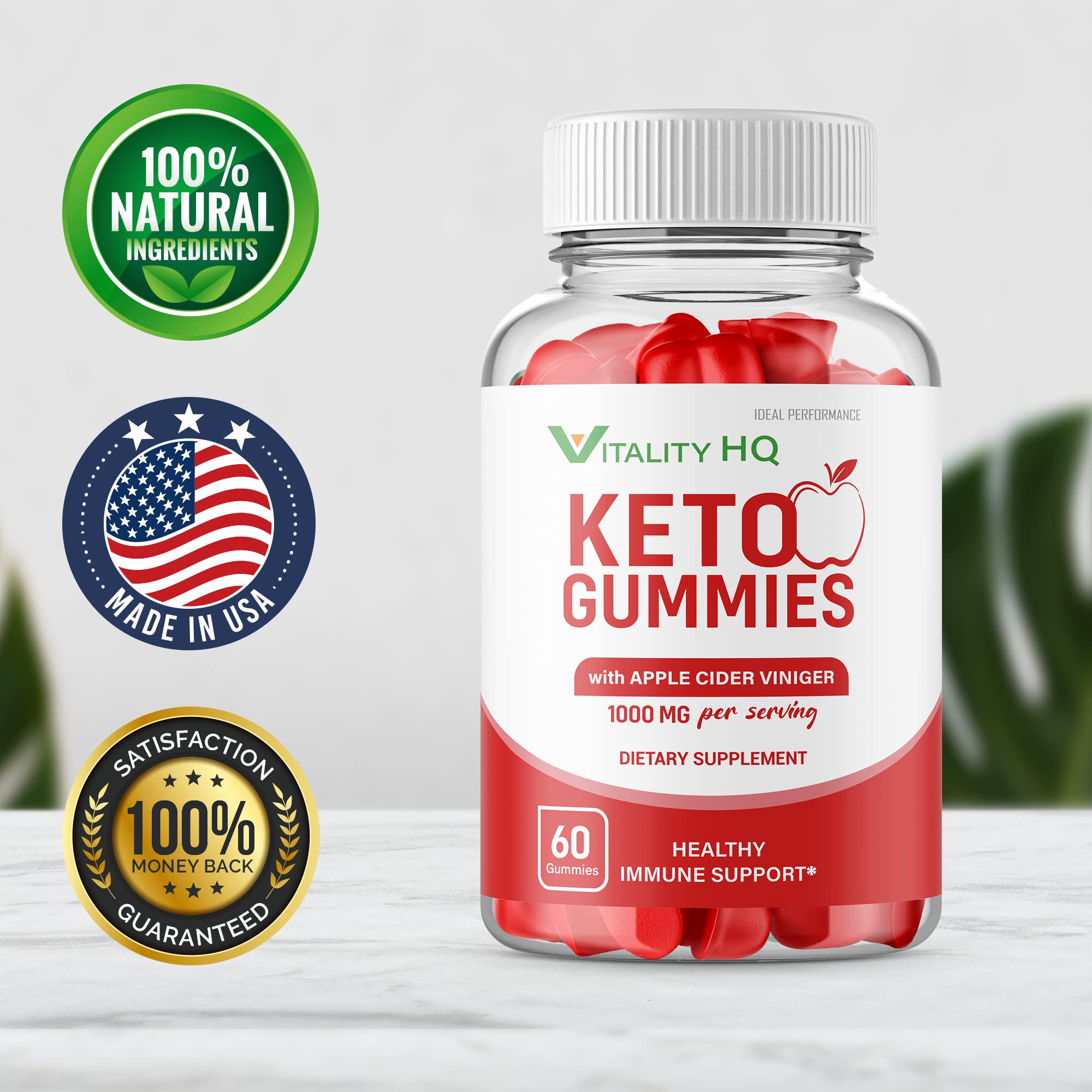 IDEAL PERFORMANCE (3 Pack) Vitality HQ Ketos Gummies with Apple Cider Vinegar - 180 Count | Sugar-Free Keto ACV Gummy Supplement for Weight Management, Energy Boost & Digestive Health | Perfect for Keto Diet, Intermittent Fasting & Daily Wellness Routine